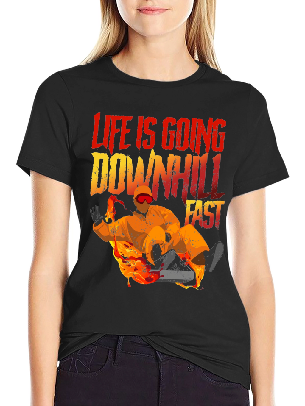 Life Is Going Downhill Fast Graphic Tee - Black