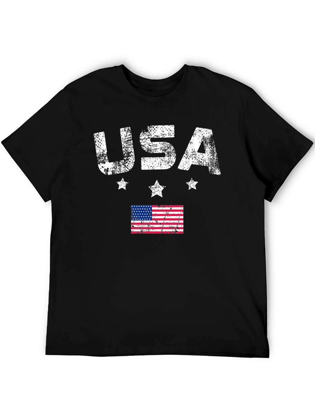 USA Flag Graphic Print Crew Neck T-Shirt