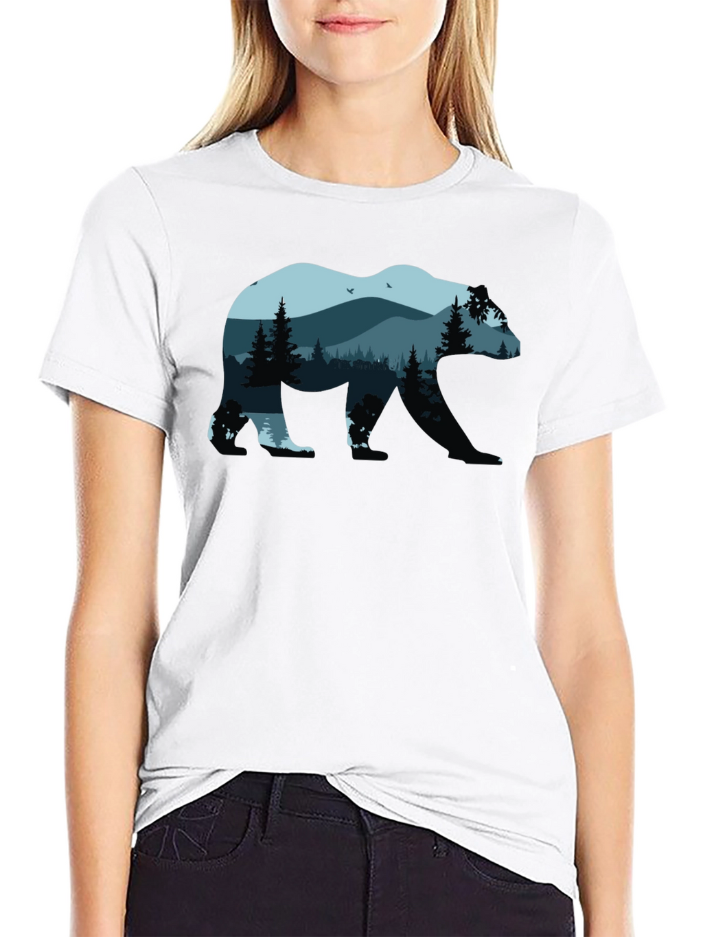 Nature Bear Graphic T-Shirt - Black