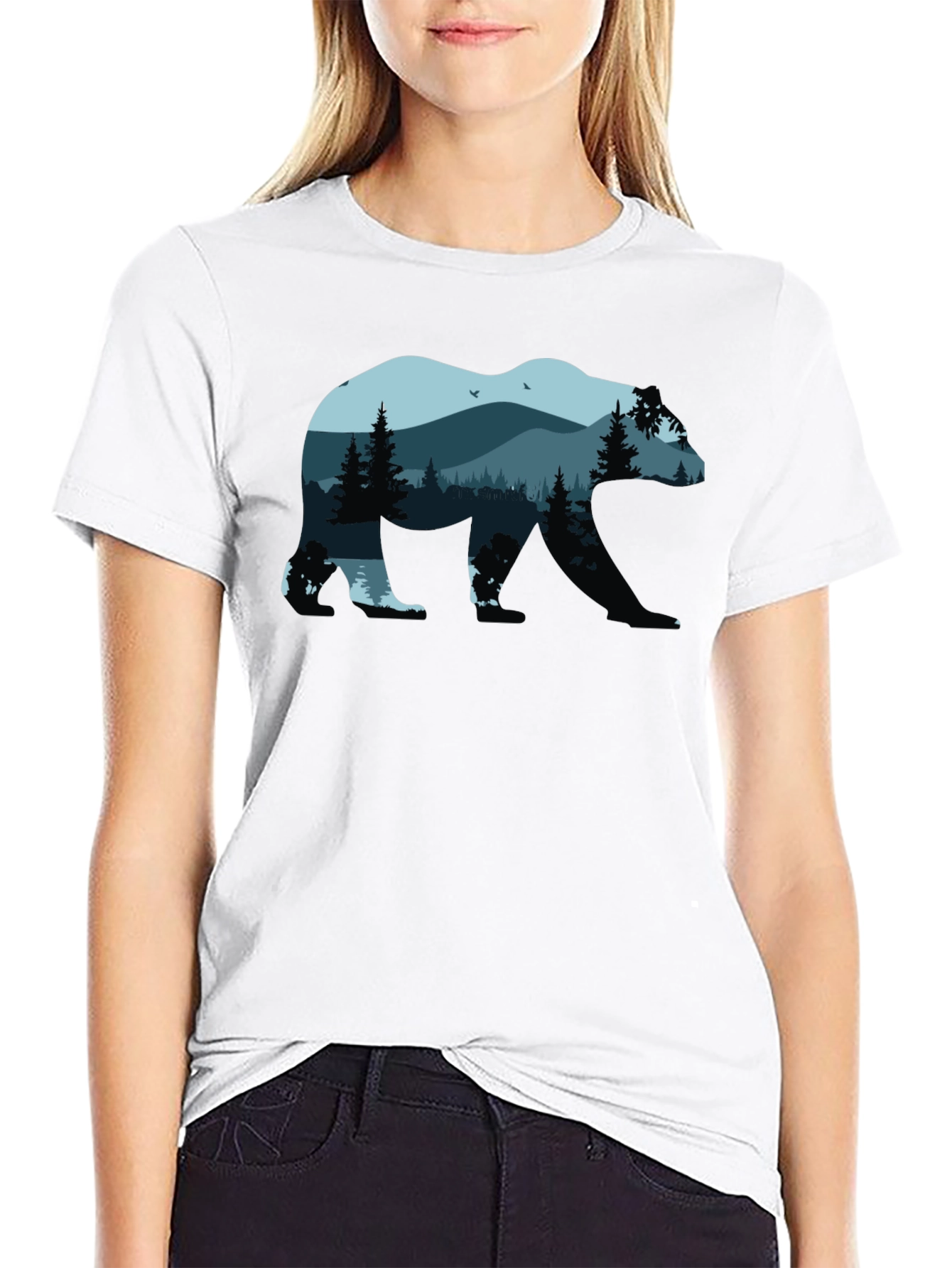 Nature Bear Graphic T-Shirt - Black