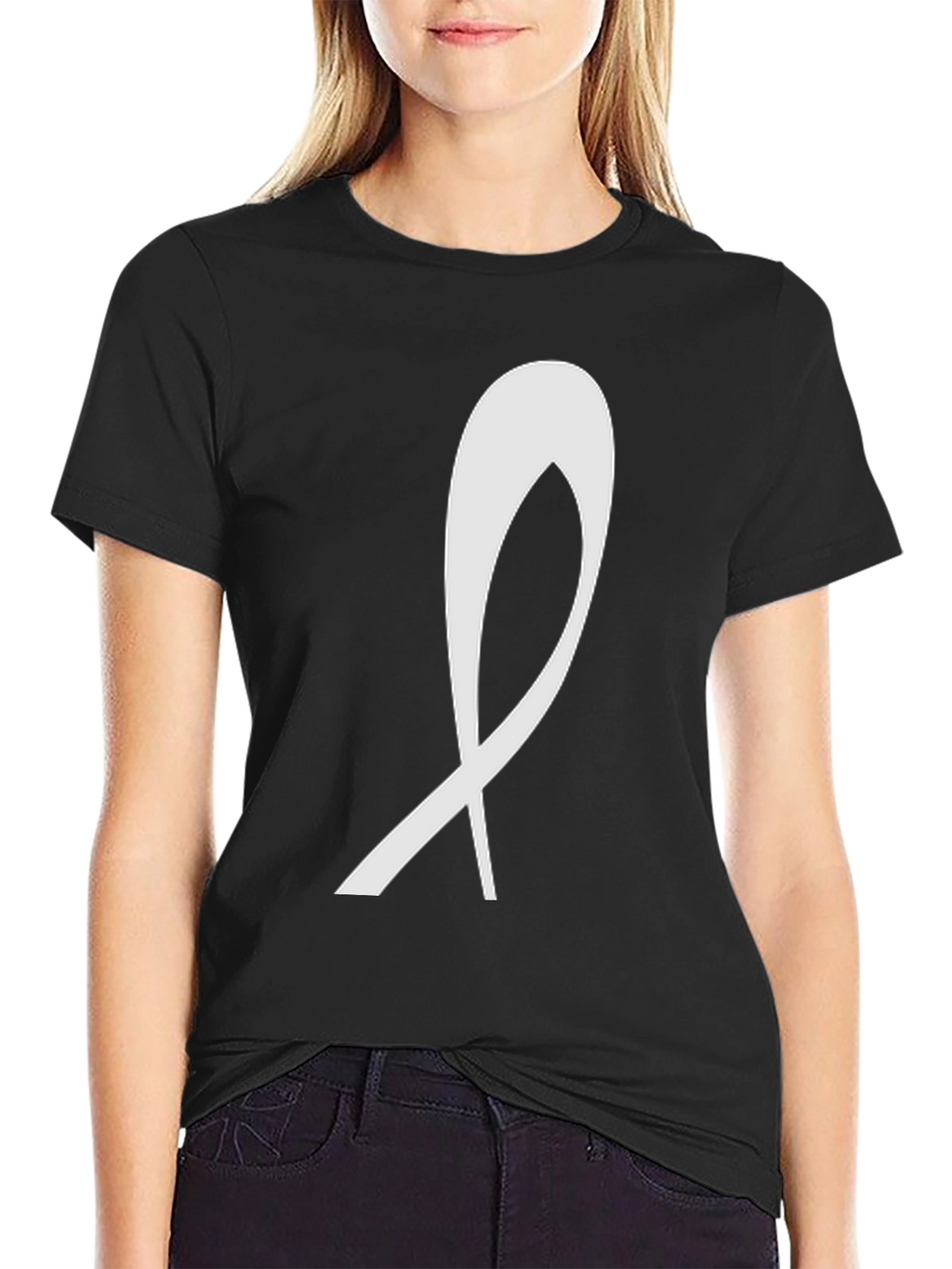 Modern Ribbon Graphic Black T-Shirt