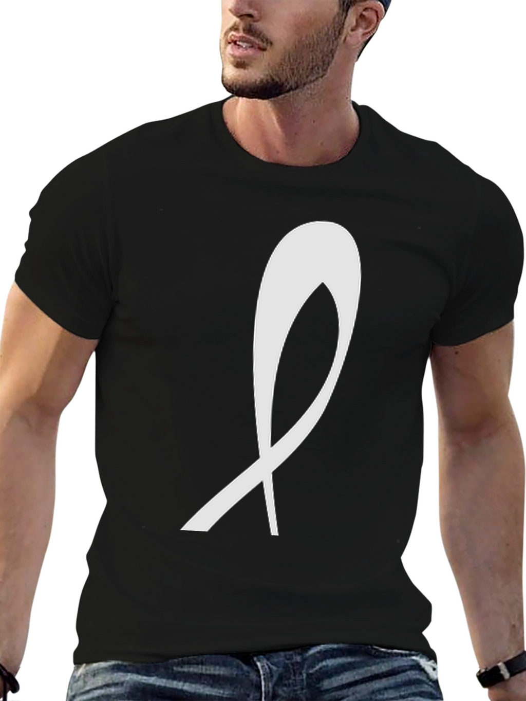 Modern Ribbon Graphic Black T-Shirt