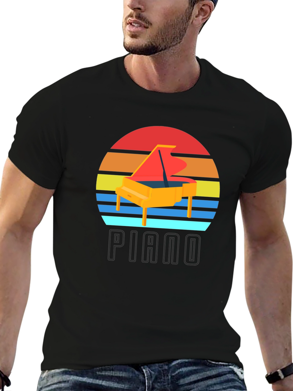 Piano Sunset Graphic T-Shirt