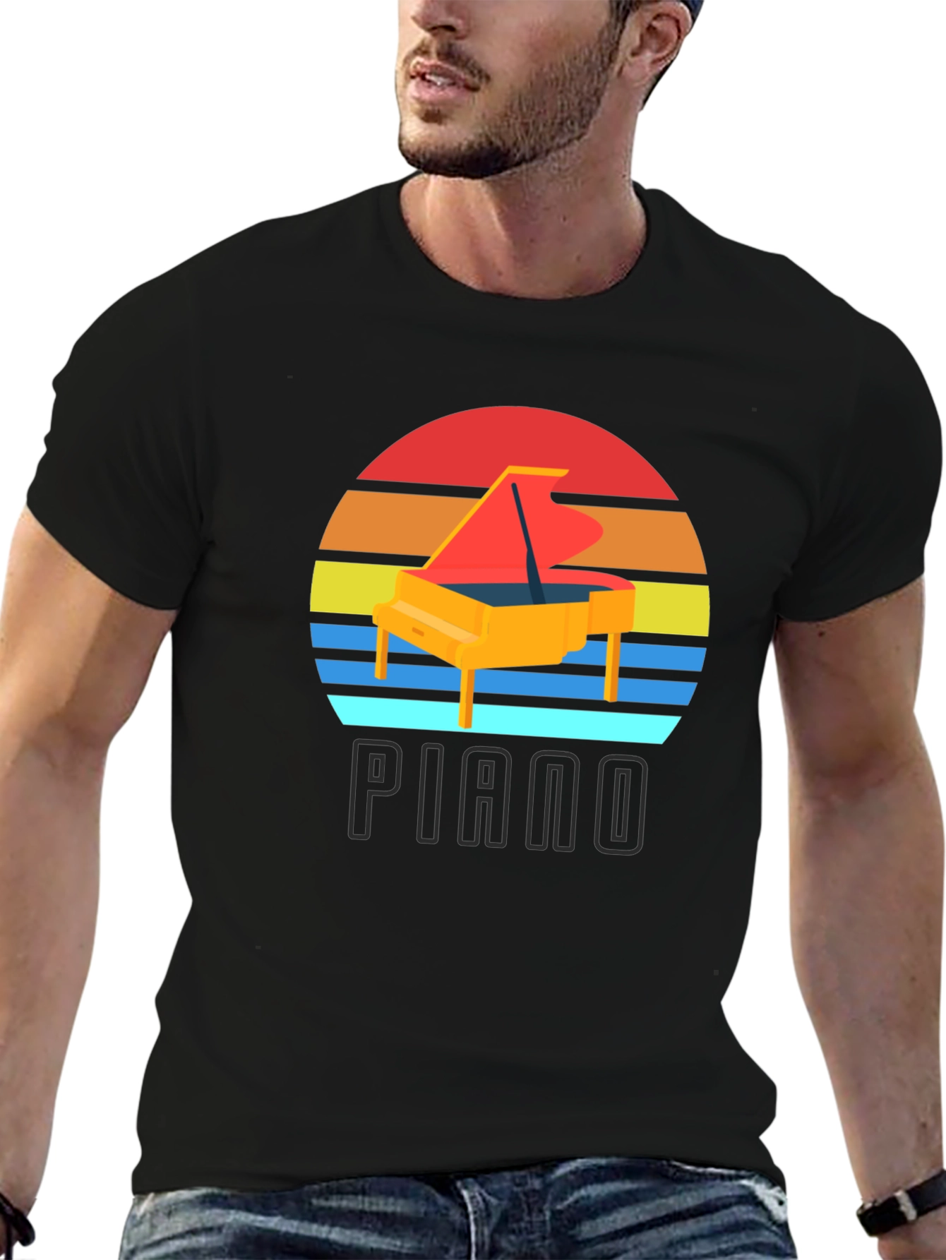 Piano Sunset Graphic T-Shirt