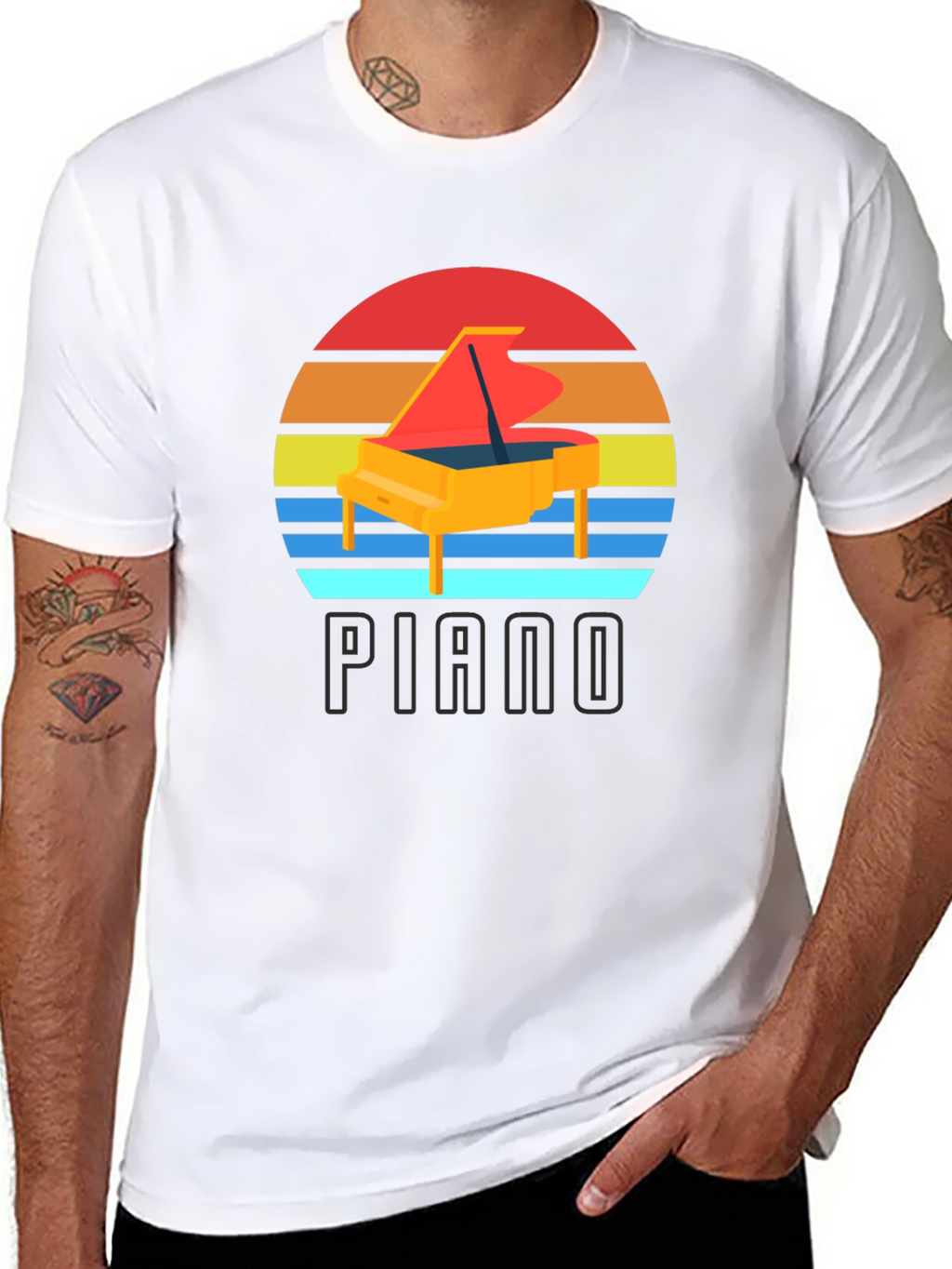 Piano Sunset Graphic T-Shirt