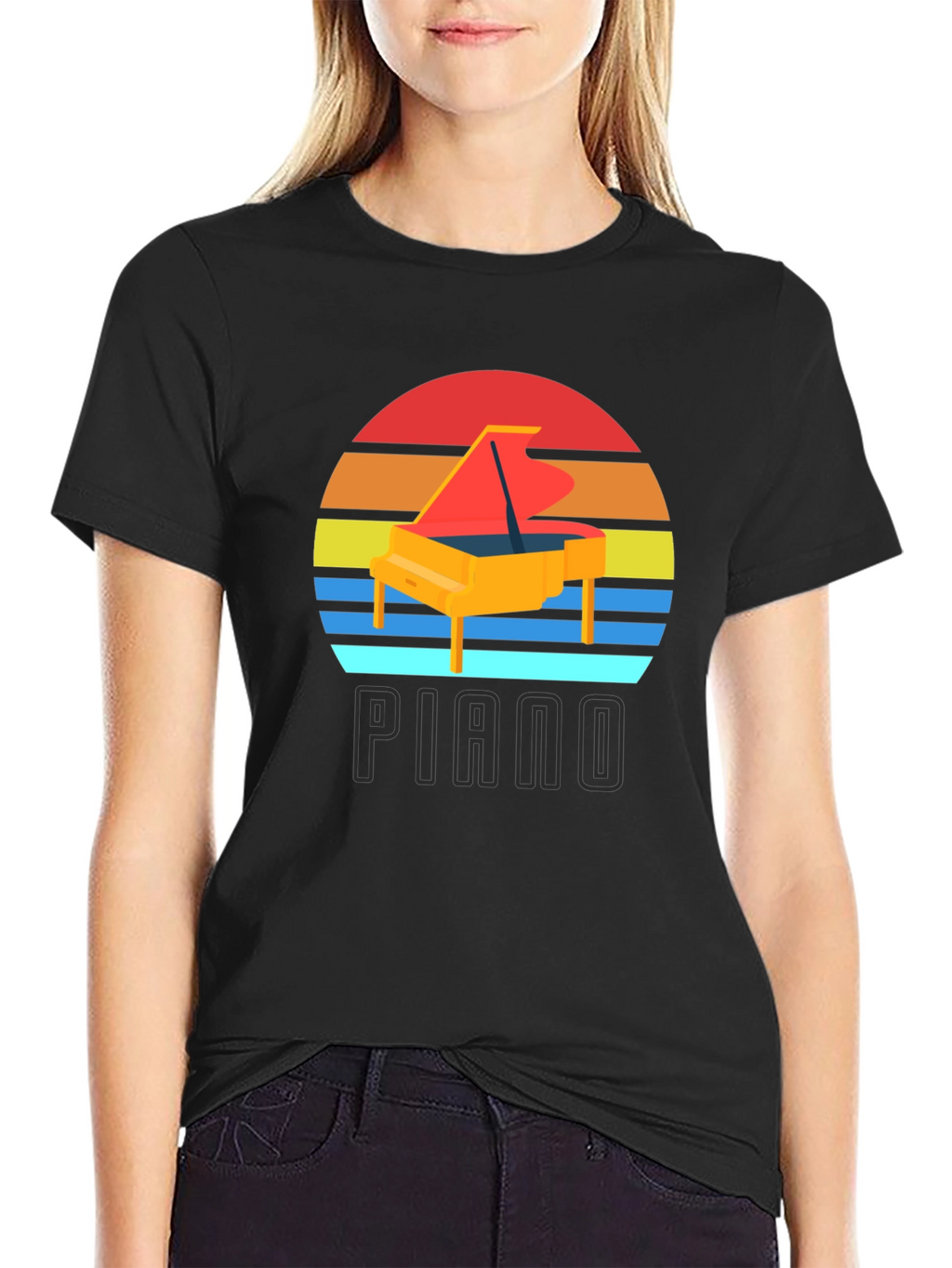 Piano Sunset Graphic T-Shirt