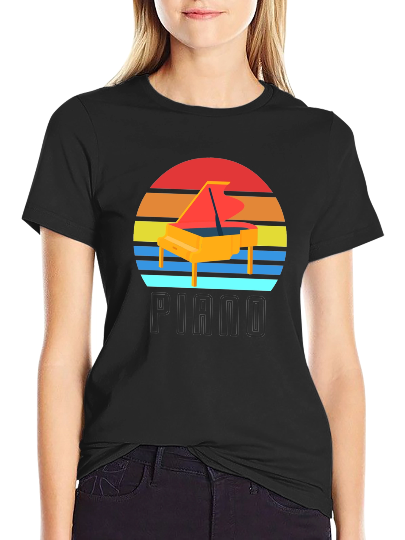 Piano Sunset Graphic T-Shirt