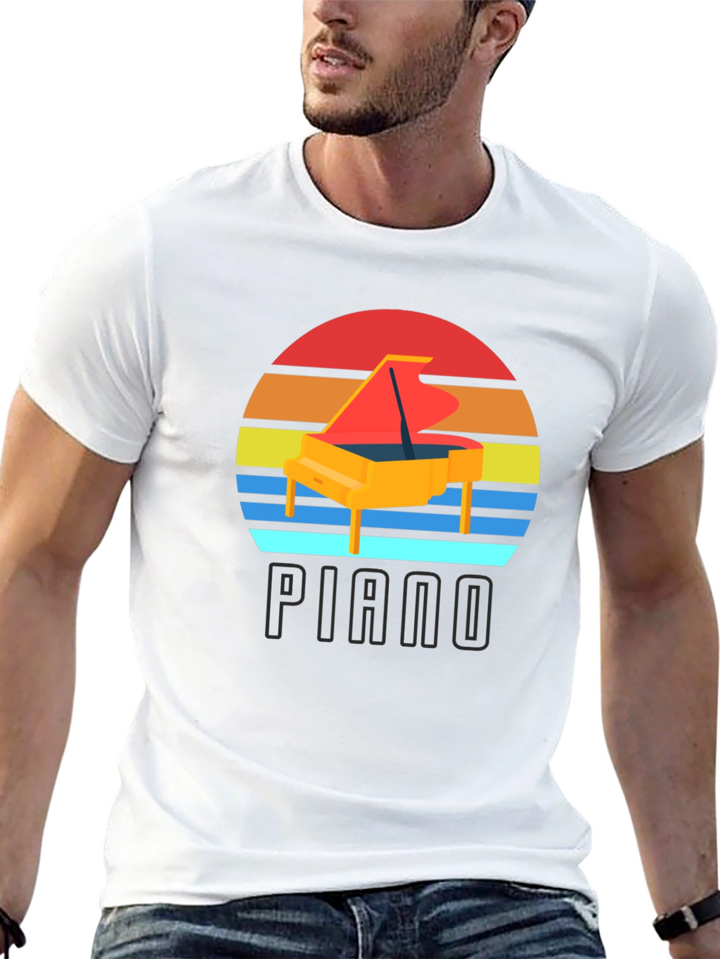 Piano Sunset Graphic T-Shirt