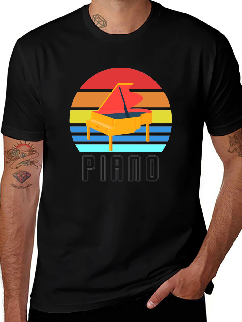 Piano Sunset Graphic T-Shirt