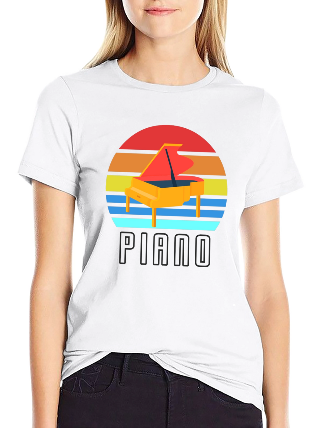 Piano Sunset Graphic T-Shirt