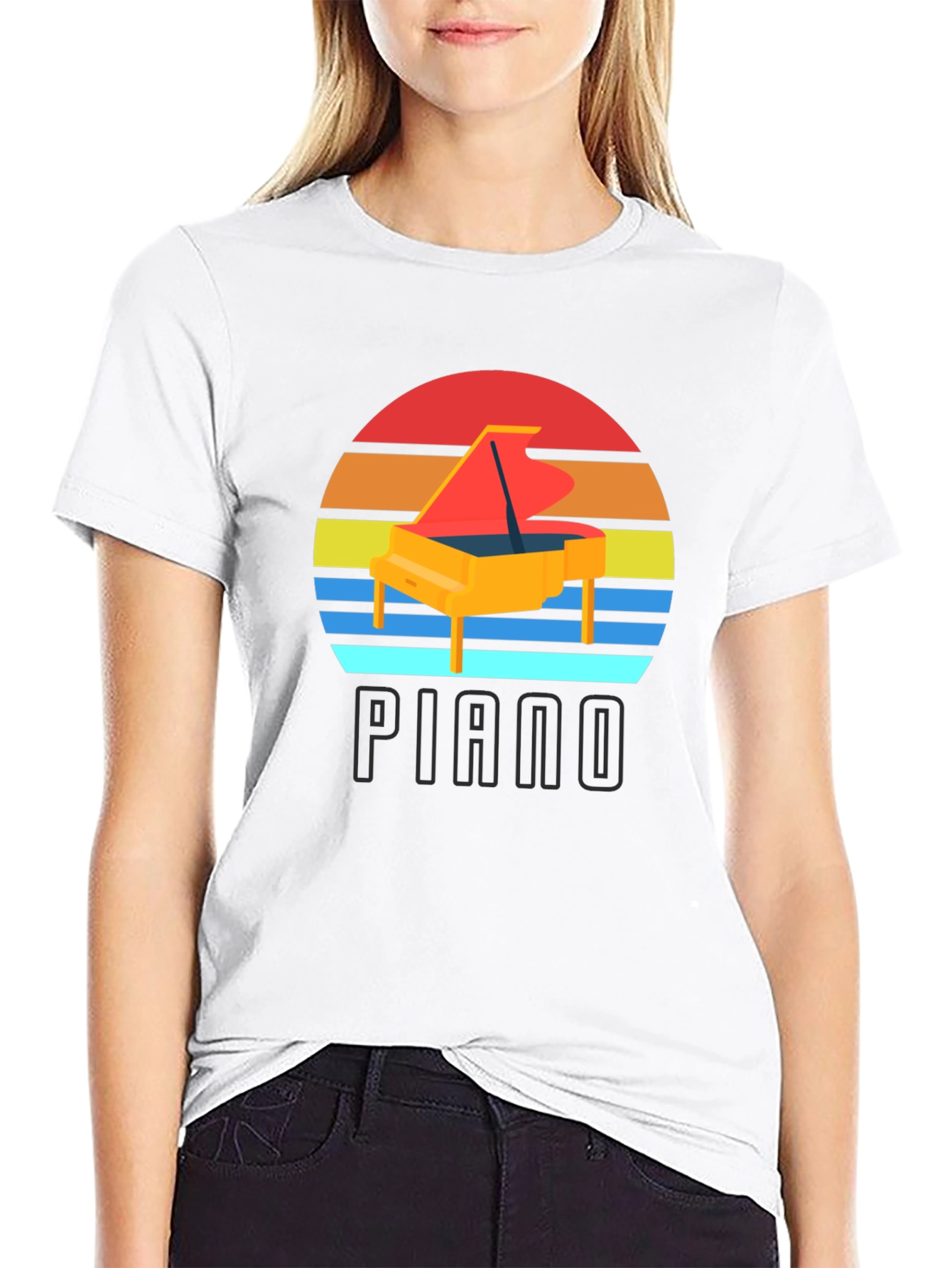 Piano Sunset Graphic T-Shirt