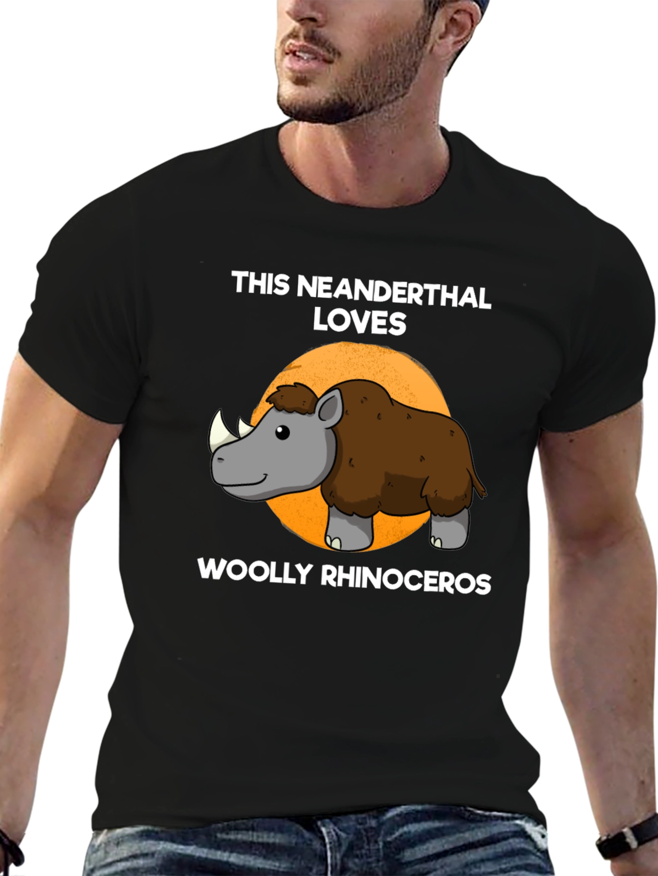 Neanderthal Loves Woolly Rhinoceros T-Shirt