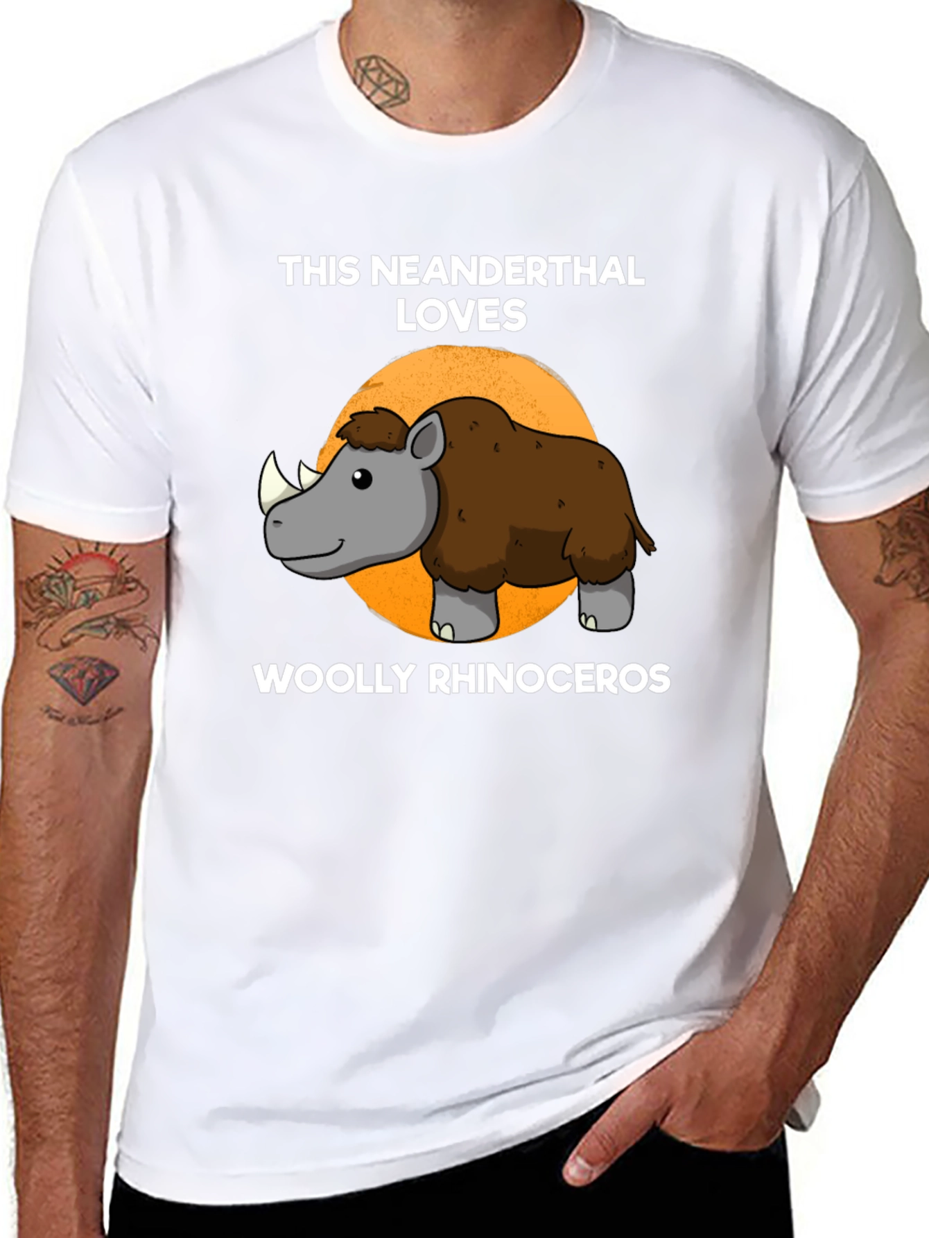Neanderthal Loves Woolly Rhinoceros T-Shirt