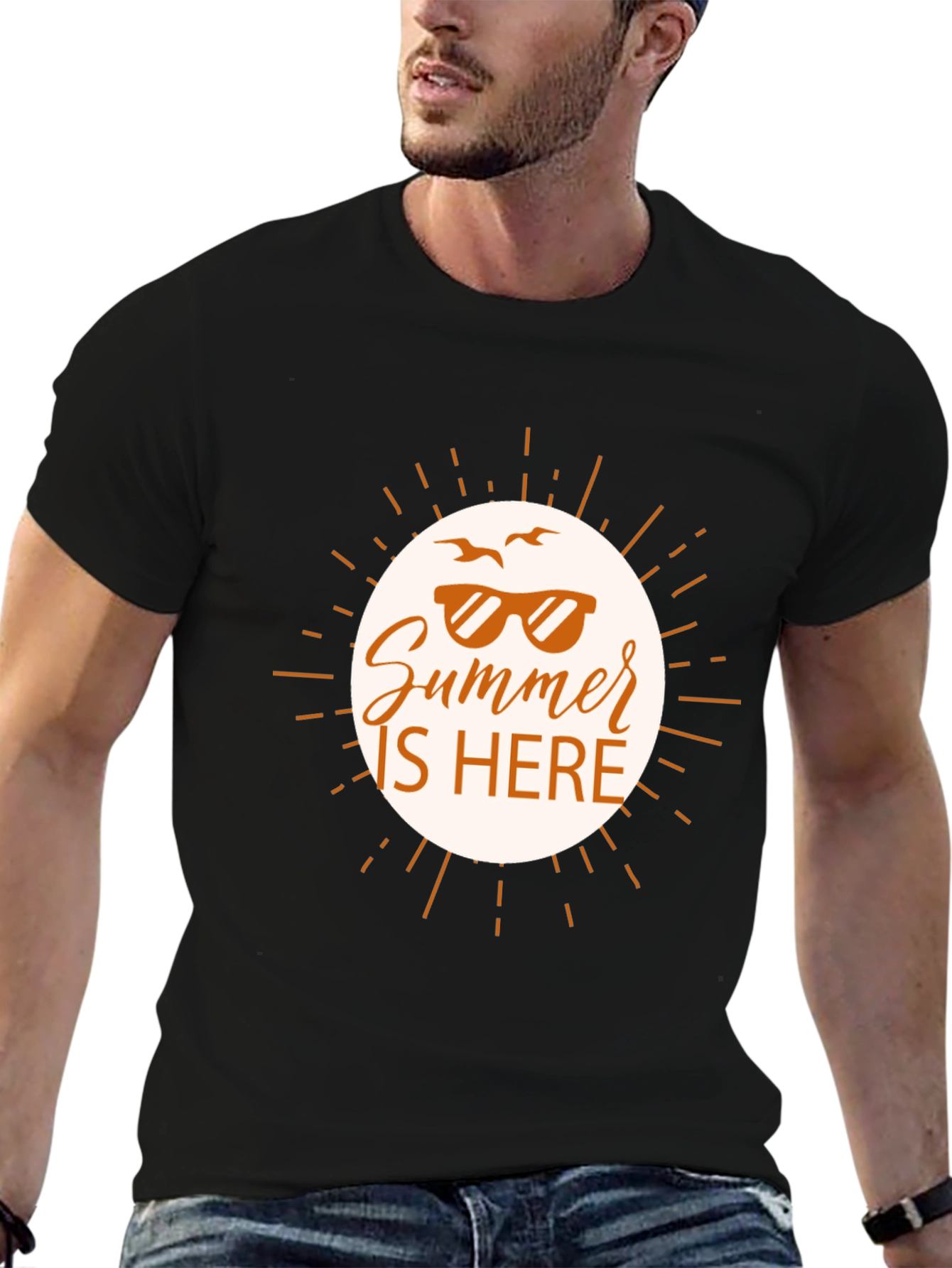 Summer Is Here Graphic Tee - Black Casual Shirt