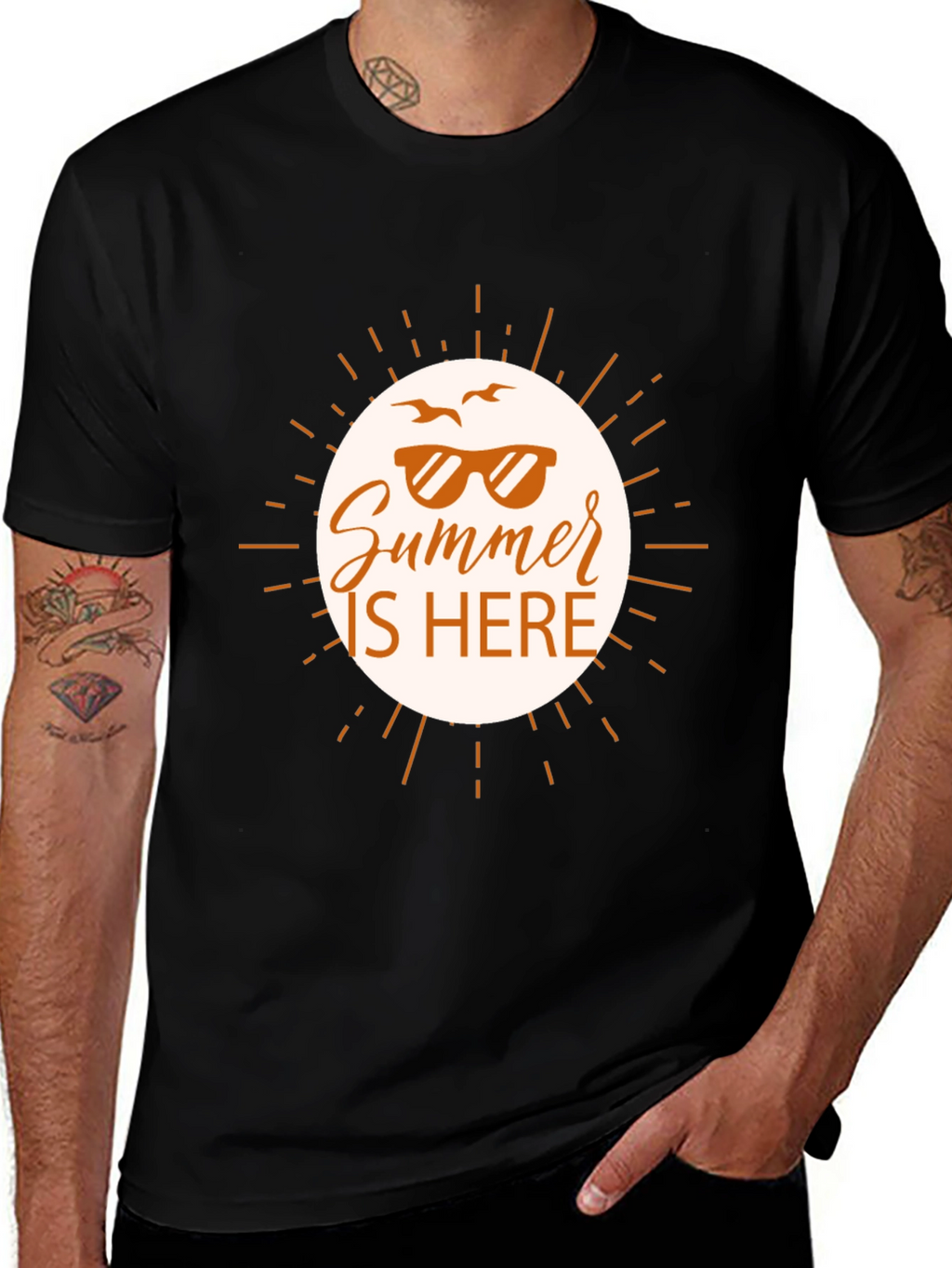 Summer Is Here Graphic Tee - Black Casual Shirt