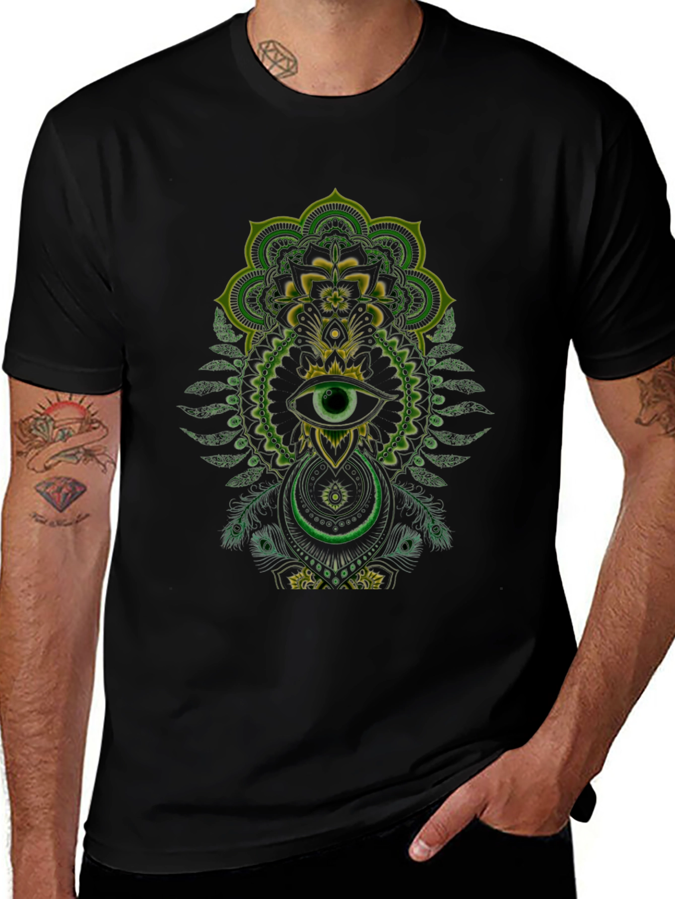 Mystic Eye Graphic Print Tee - Stylish Black Cotton Shirt