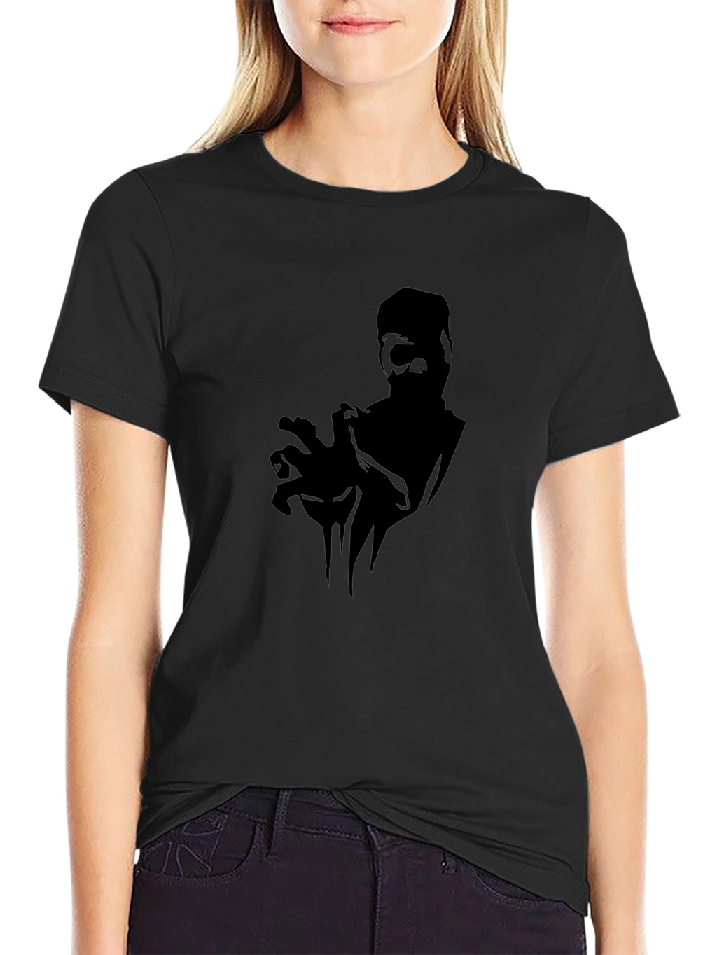 Mens Black Graphic Tee - Zombie Hand Design