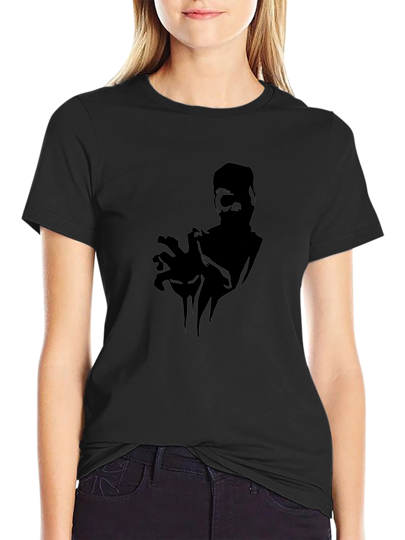 Mens Black Graphic Tee - Zombie Hand Design