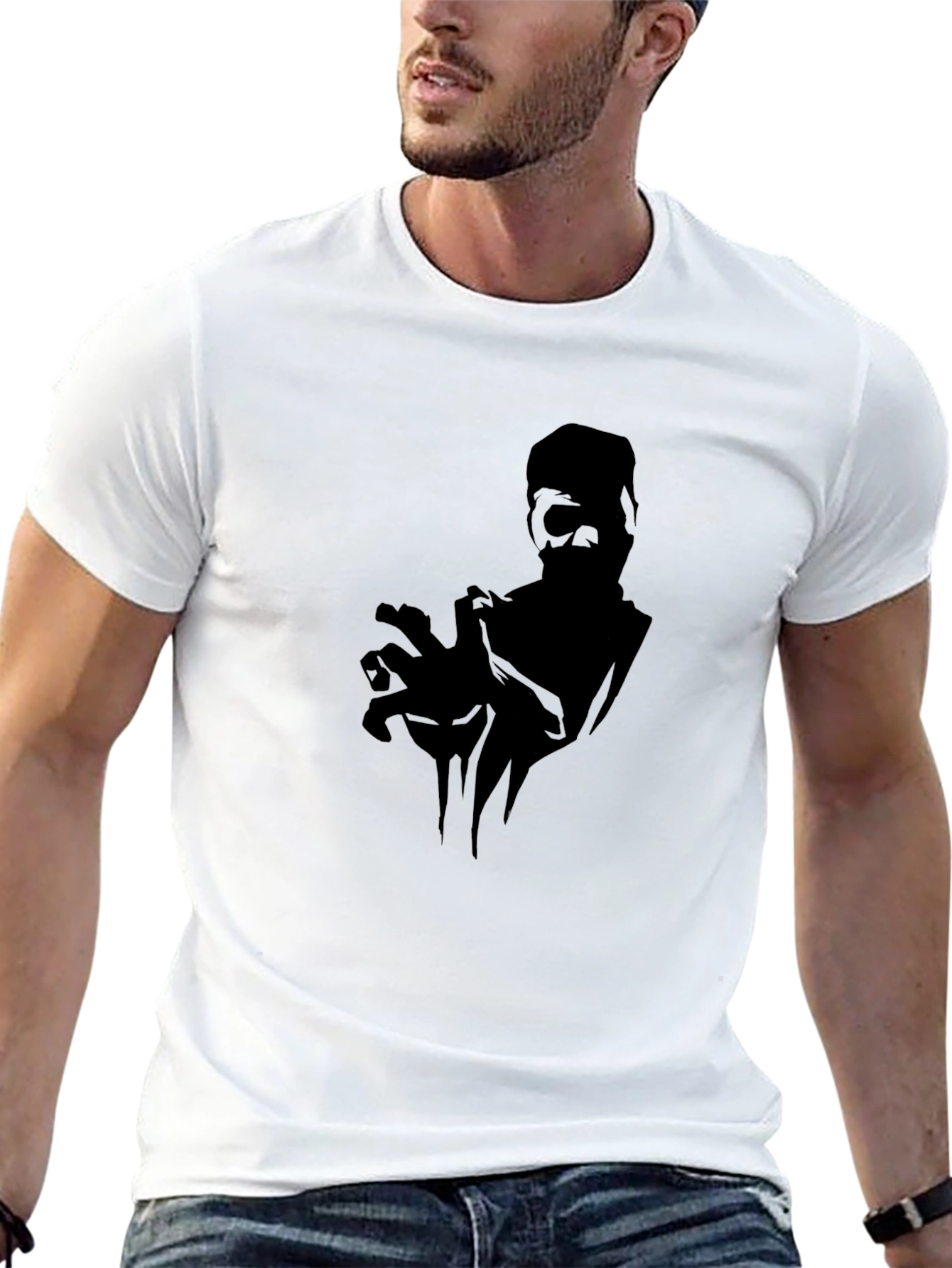 Mens Black Graphic Tee - Zombie Hand Design
