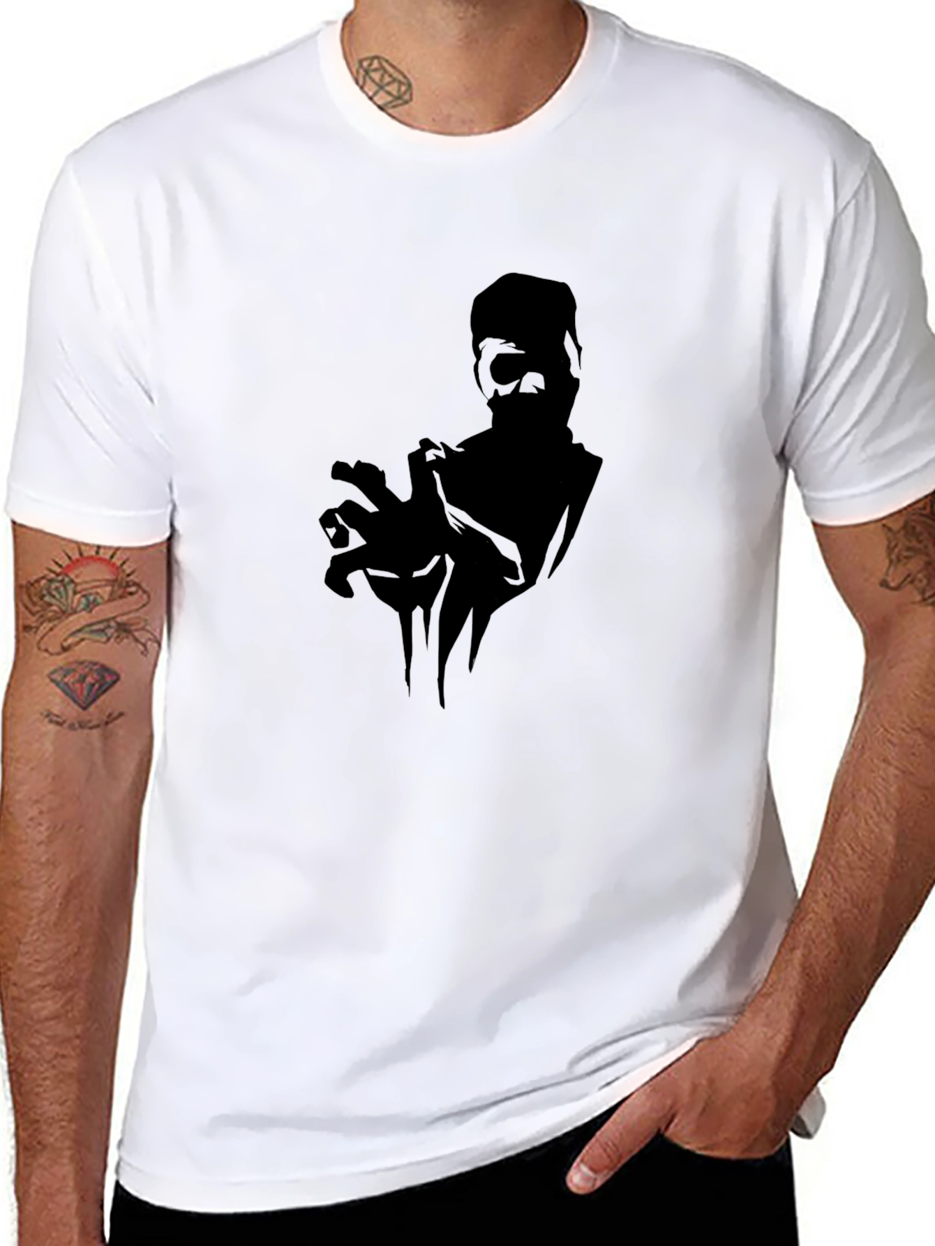 Mens Black Graphic Tee - Zombie Hand Design