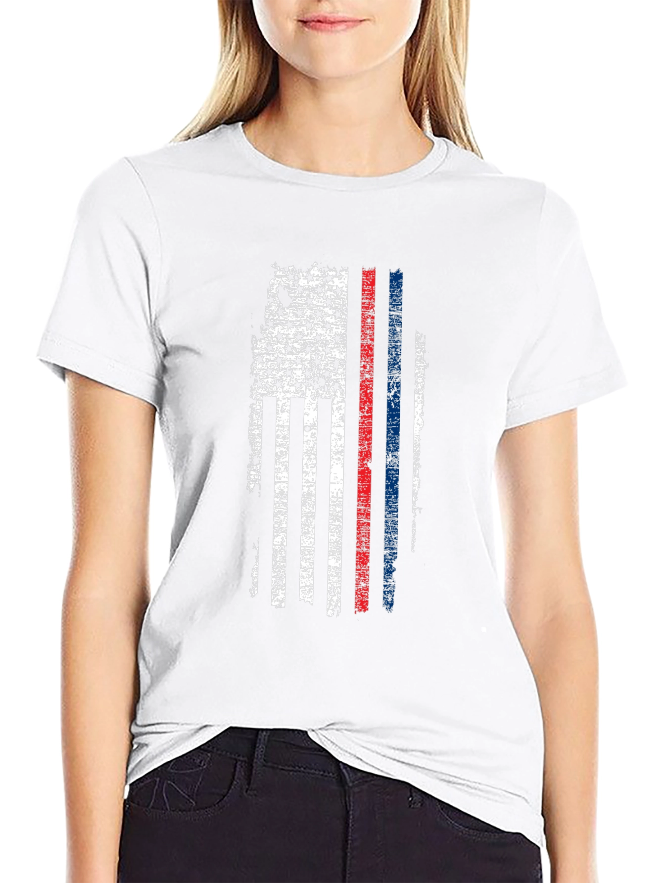 Distressed American Flag Thin Line T-Shirt
