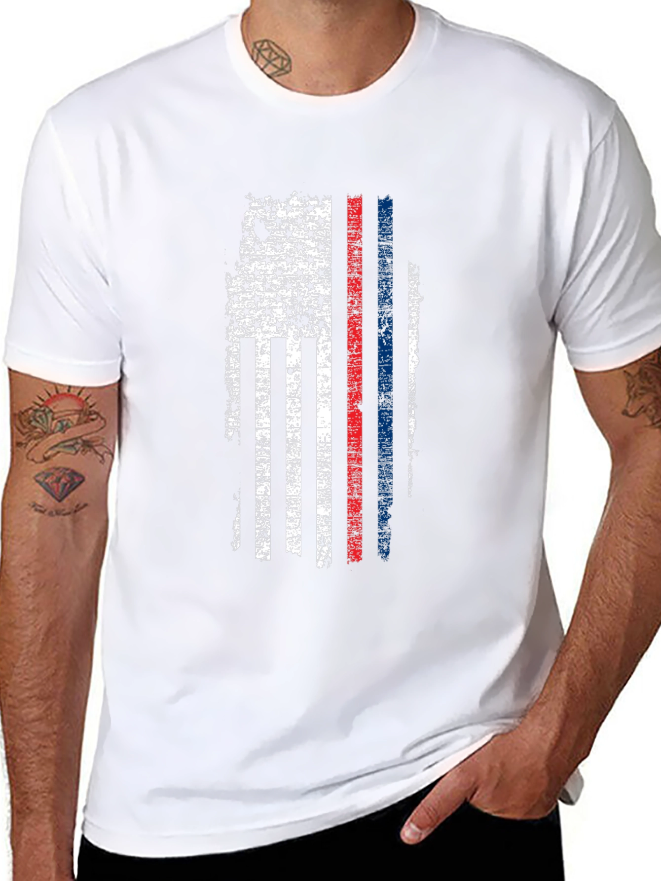 Distressed American Flag Thin Line T-Shirt