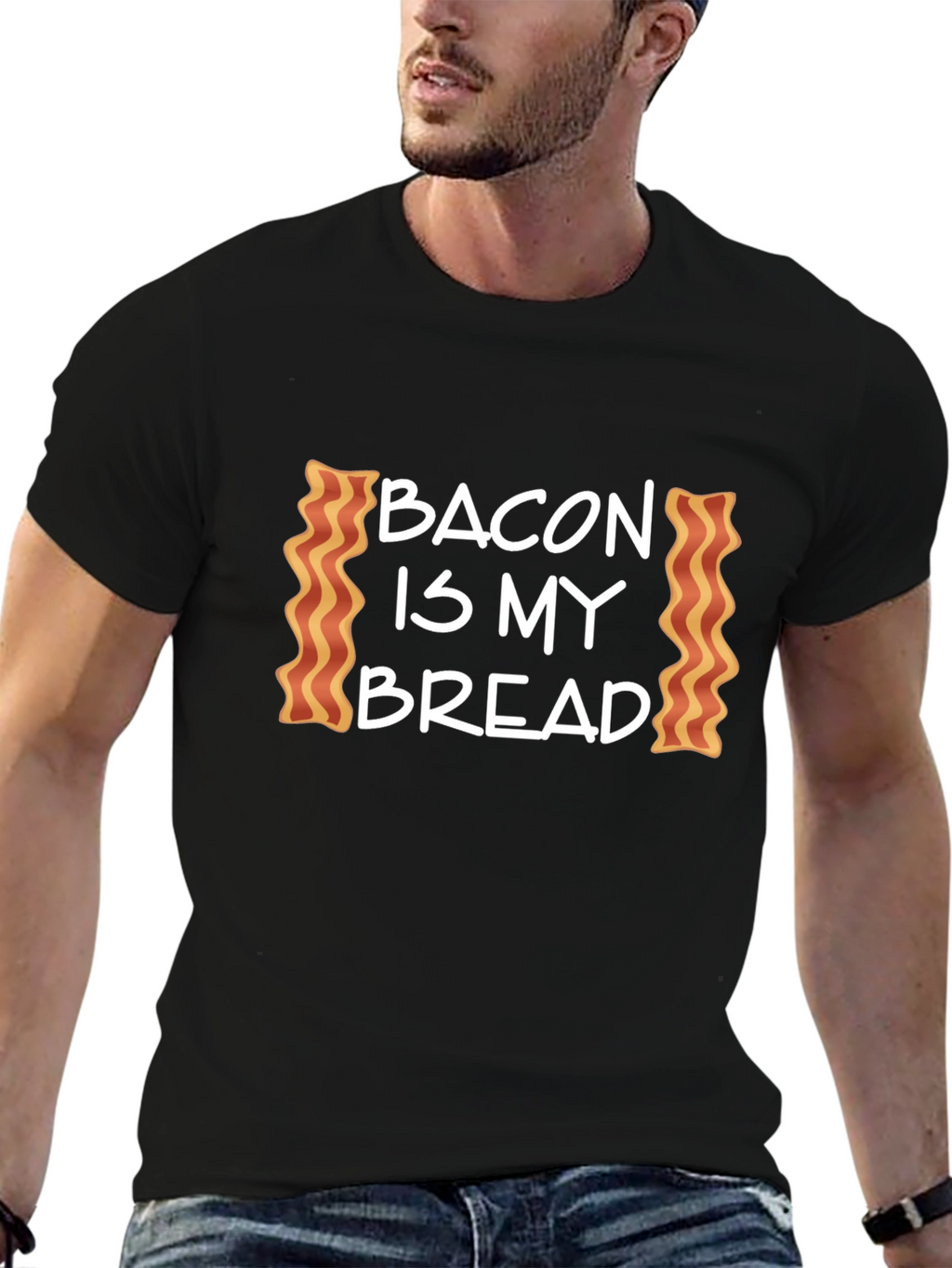 Bacon is My Bread Graphic Tee - Black T-Shirt