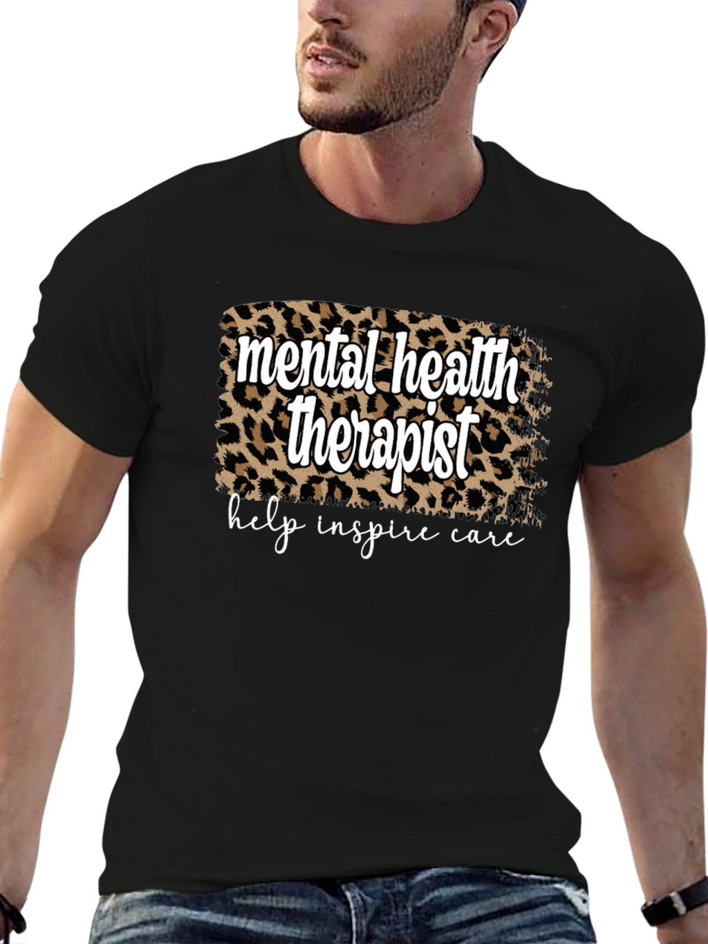 Mental Health Therapist Leopard Print T-Shirt
