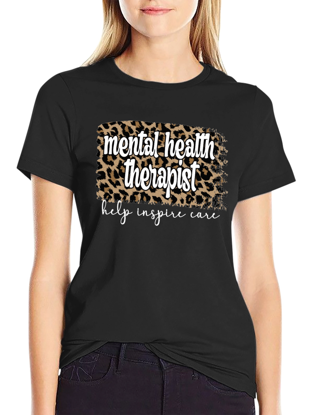 Mental Health Therapist Leopard Print T-Shirt