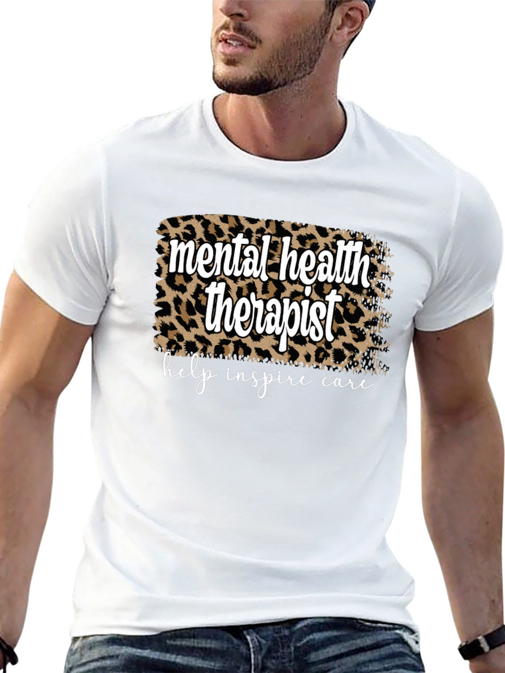 Mental Health Therapist Leopard Print T-Shirt