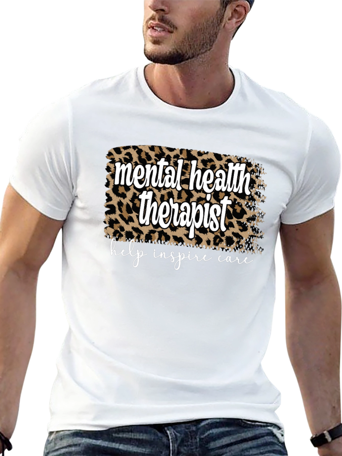 Mental Health Therapist Leopard Print T-Shirt