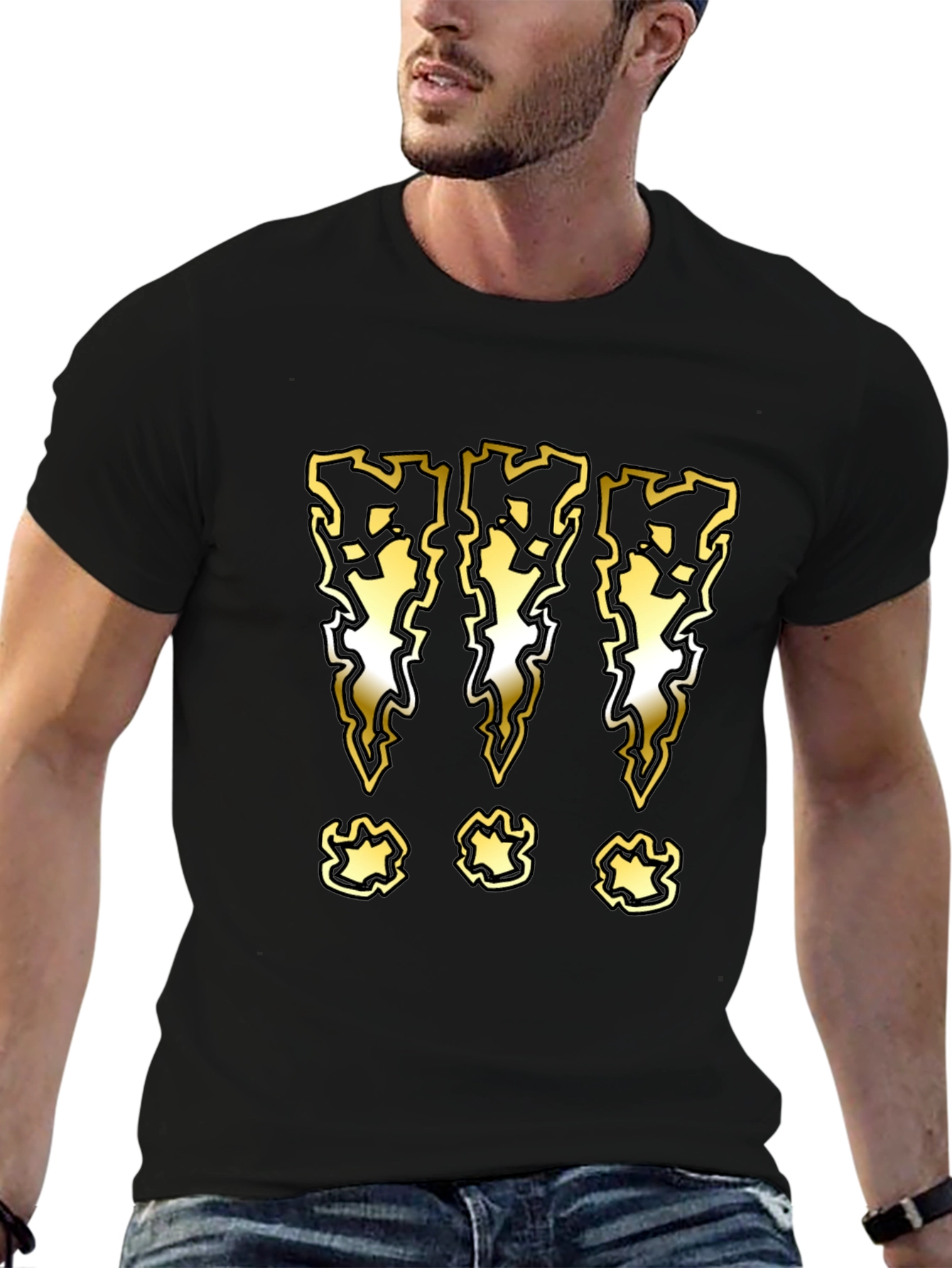 Graphic T-Shirt with Lightning Bolt Exclamation Marks
