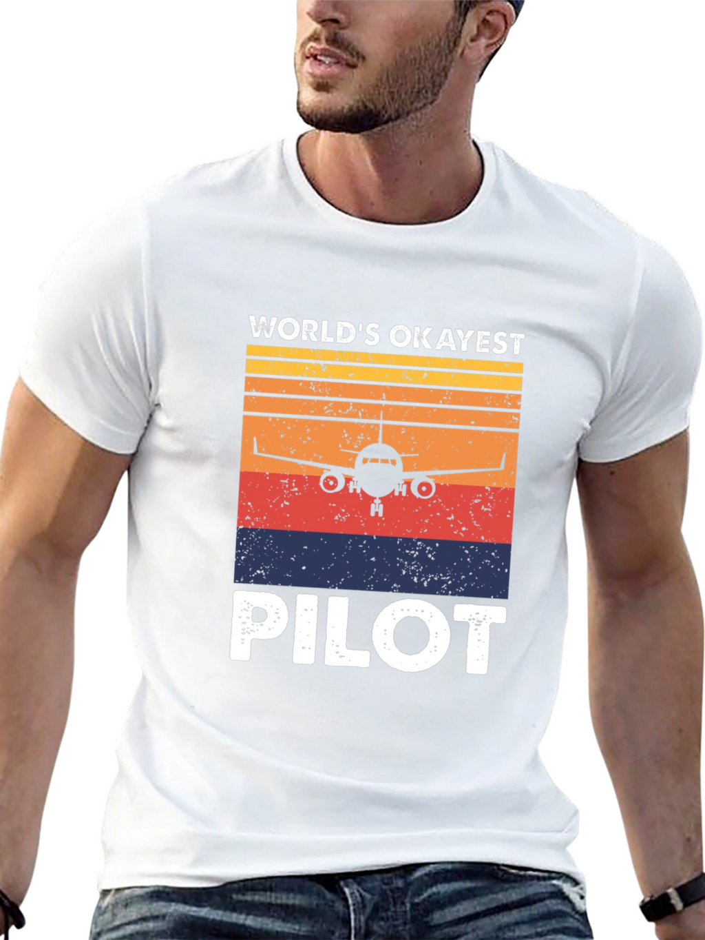 Worlds Okayest Pilot Retro T-Shirt