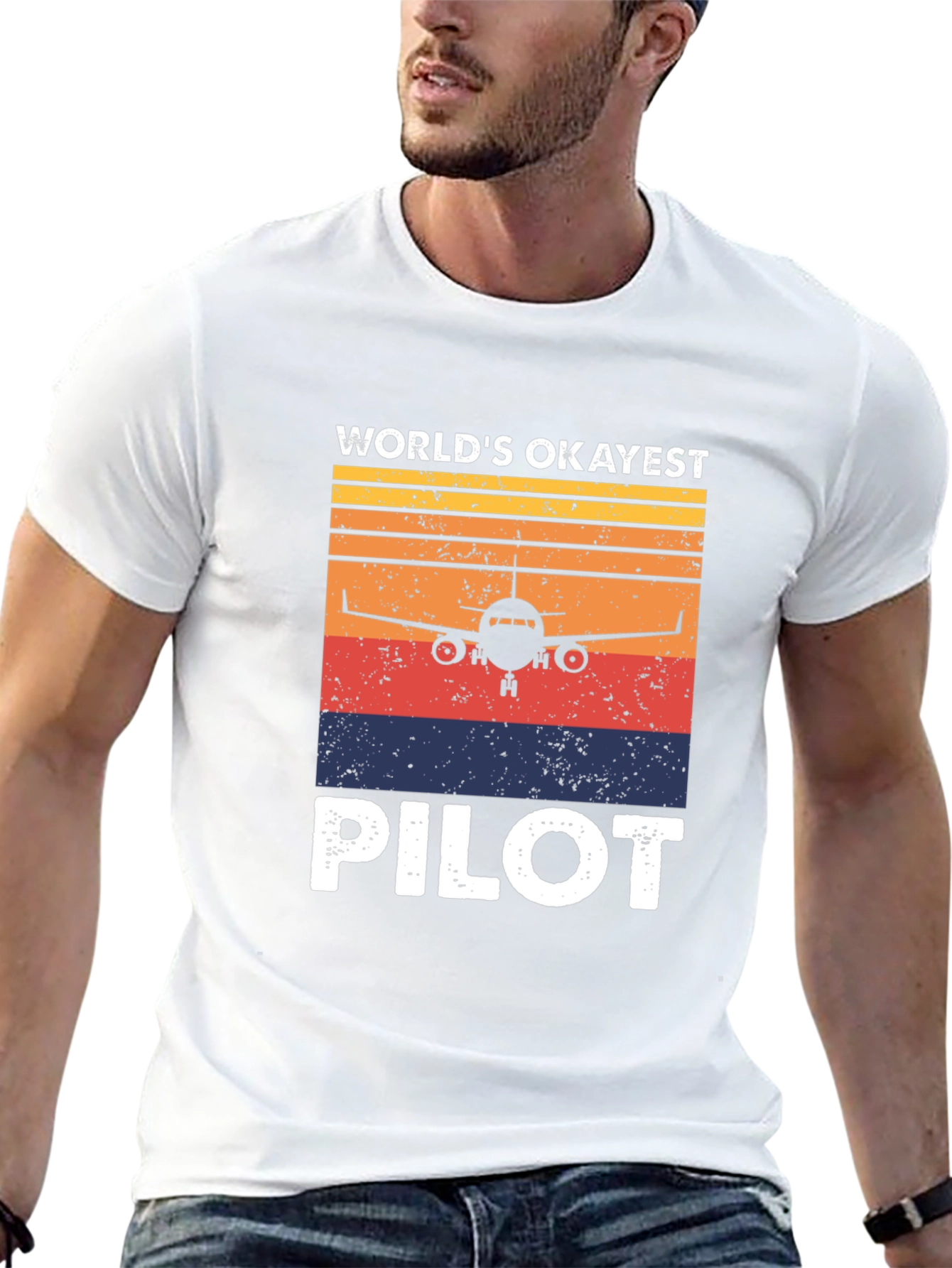 Worlds Okayest Pilot Retro T-Shirt