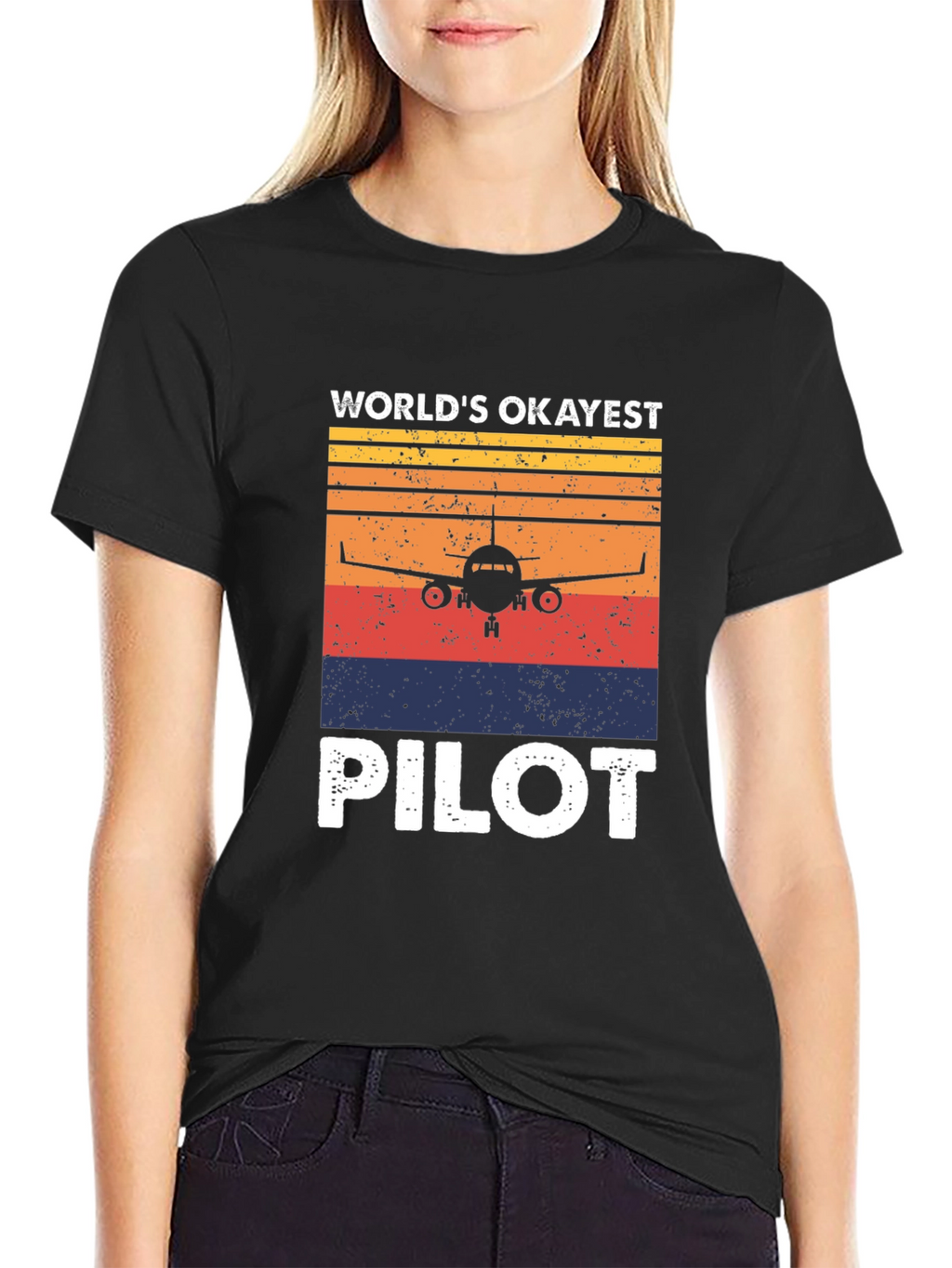 Worlds Okayest Pilot Retro T-Shirt