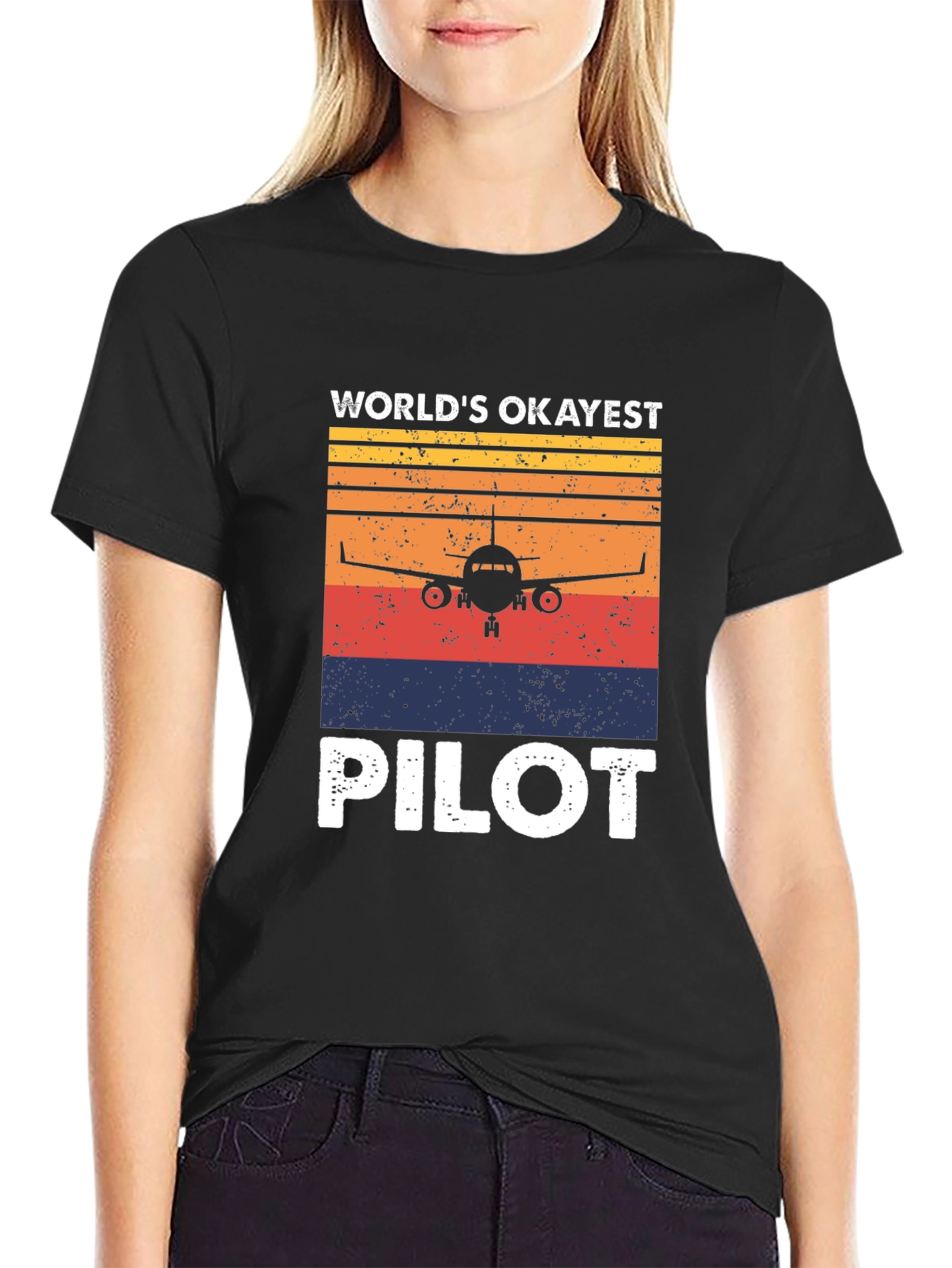 Worlds Okayest Pilot Retro T-Shirt