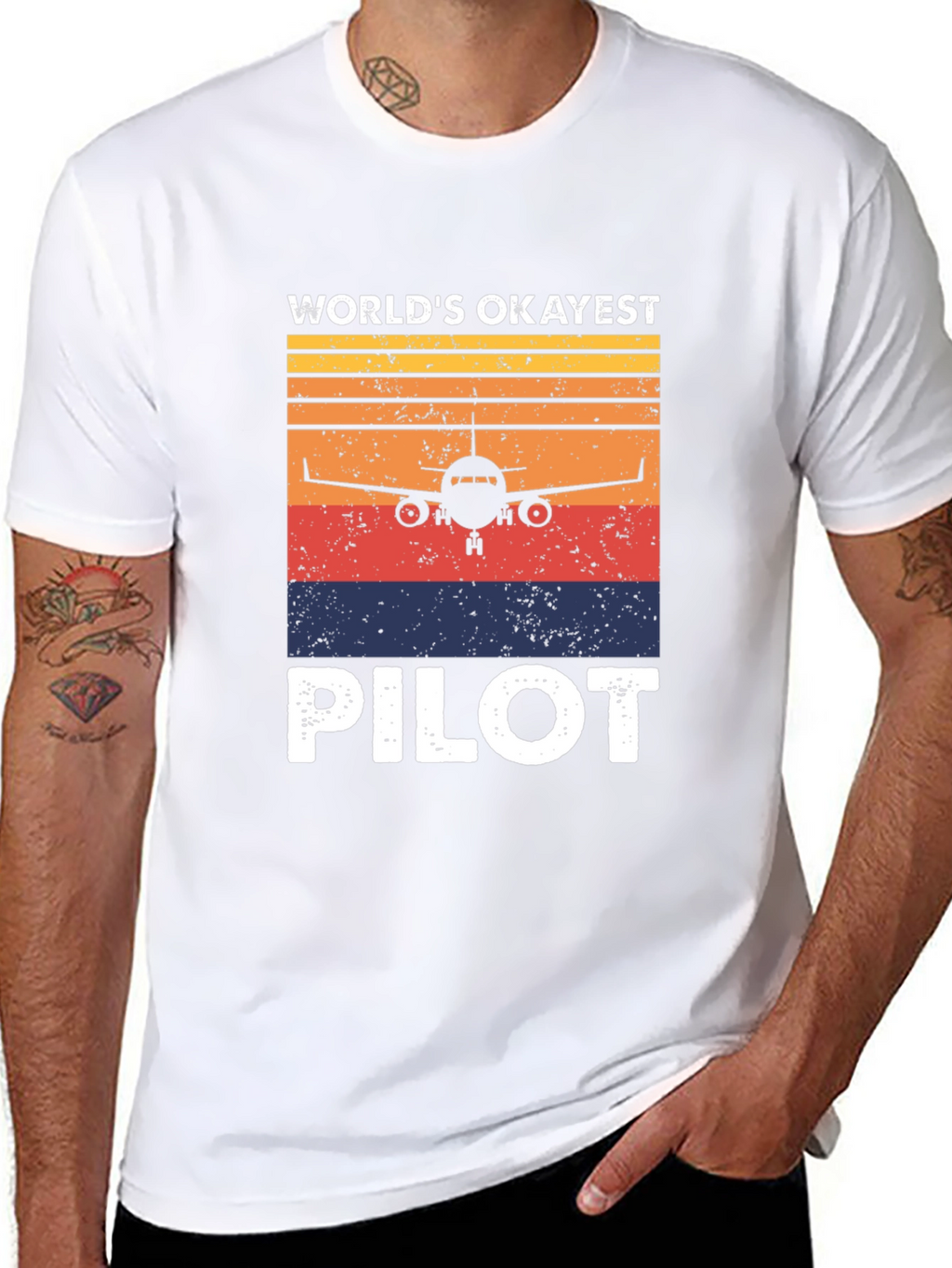 Worlds Okayest Pilot Retro T-Shirt