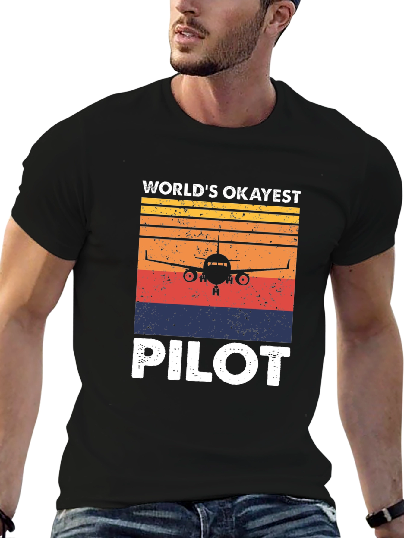 Worlds Okayest Pilot Retro T-Shirt