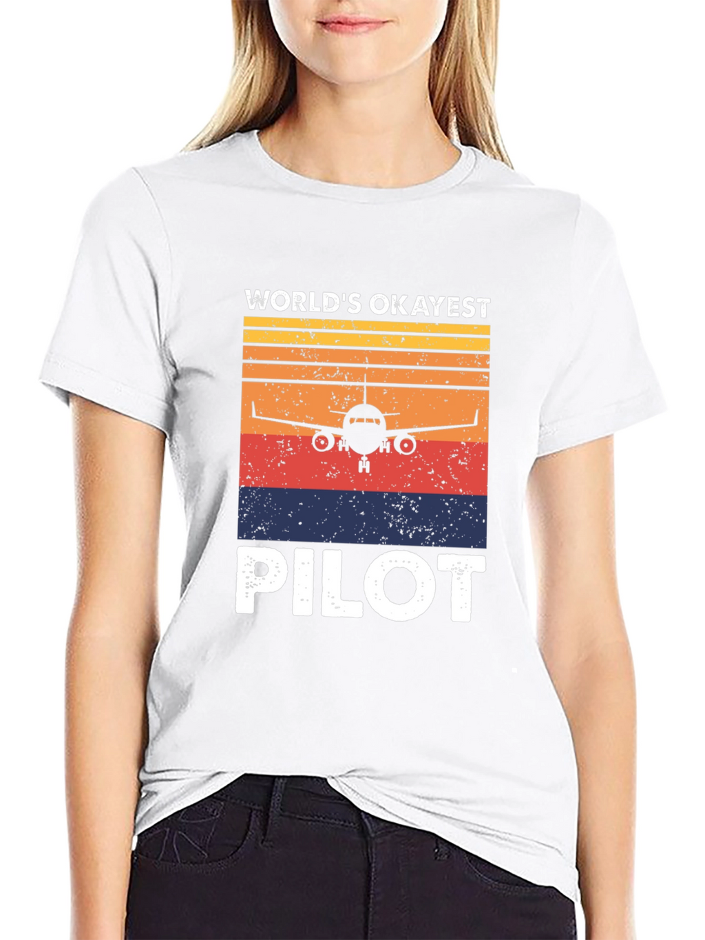 Worlds Okayest Pilot Retro T-Shirt