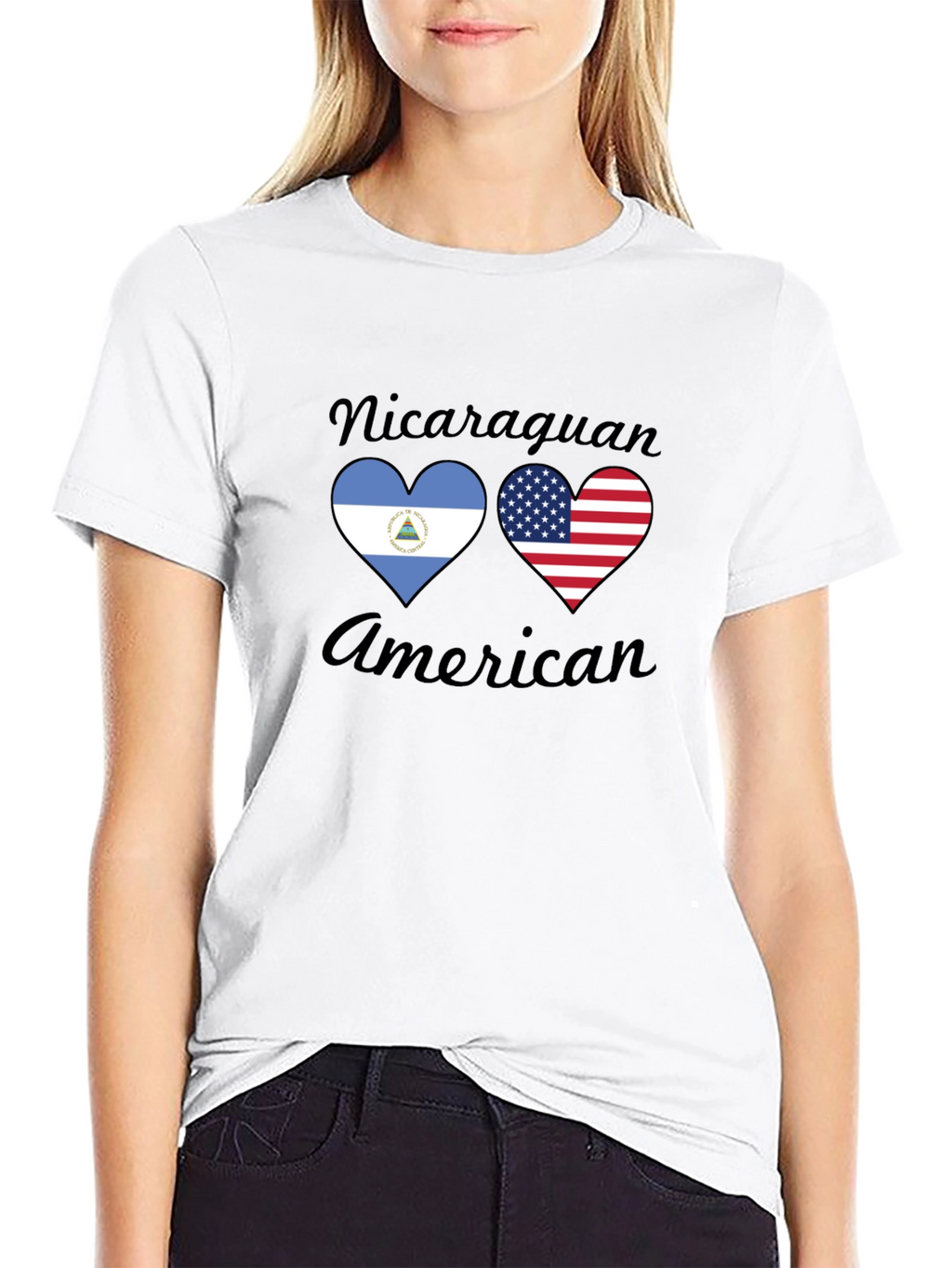 Nicaraguan American Flag Heart T-Shirt
