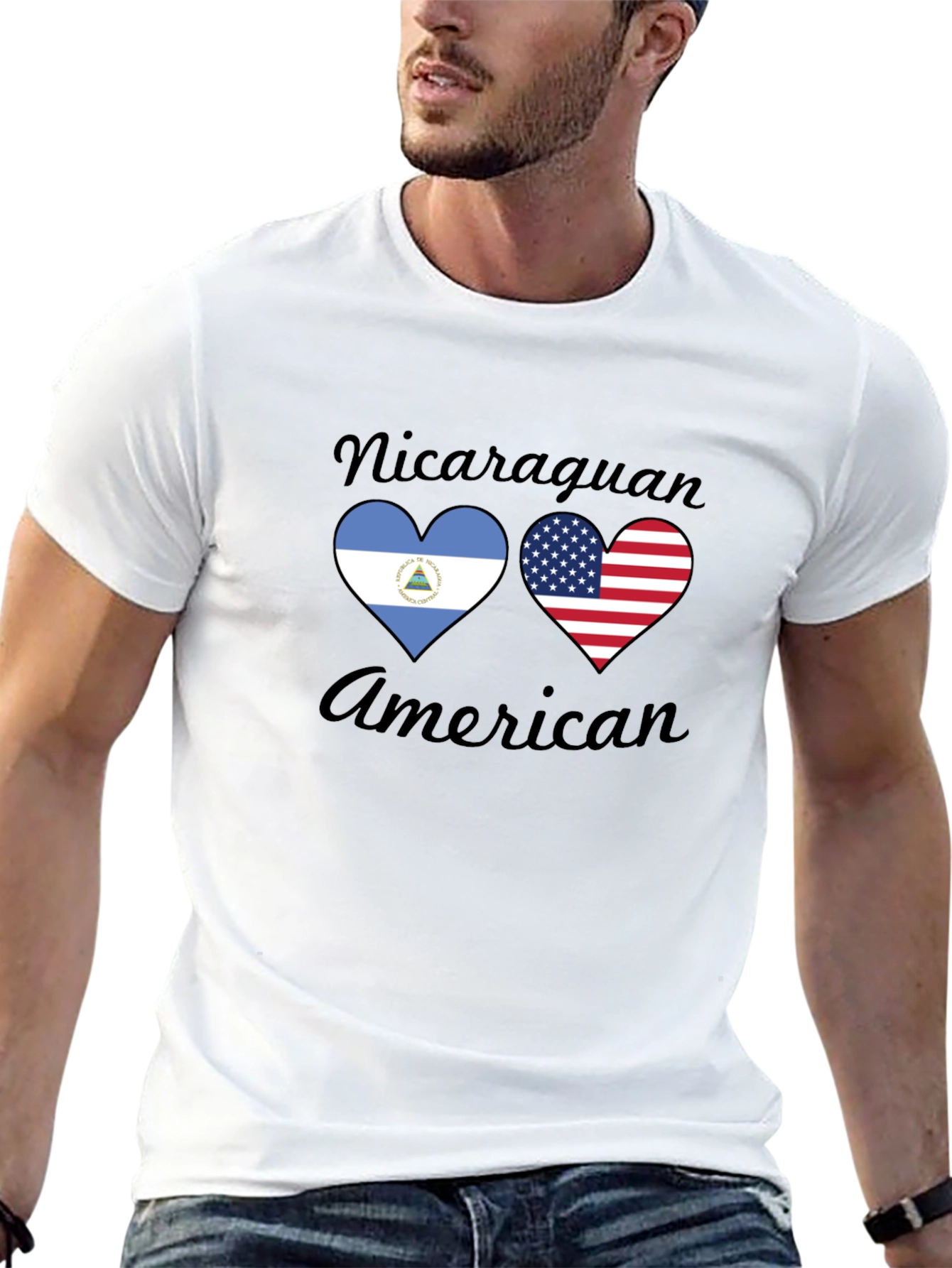 Nicaraguan American Flag Heart T-Shirt