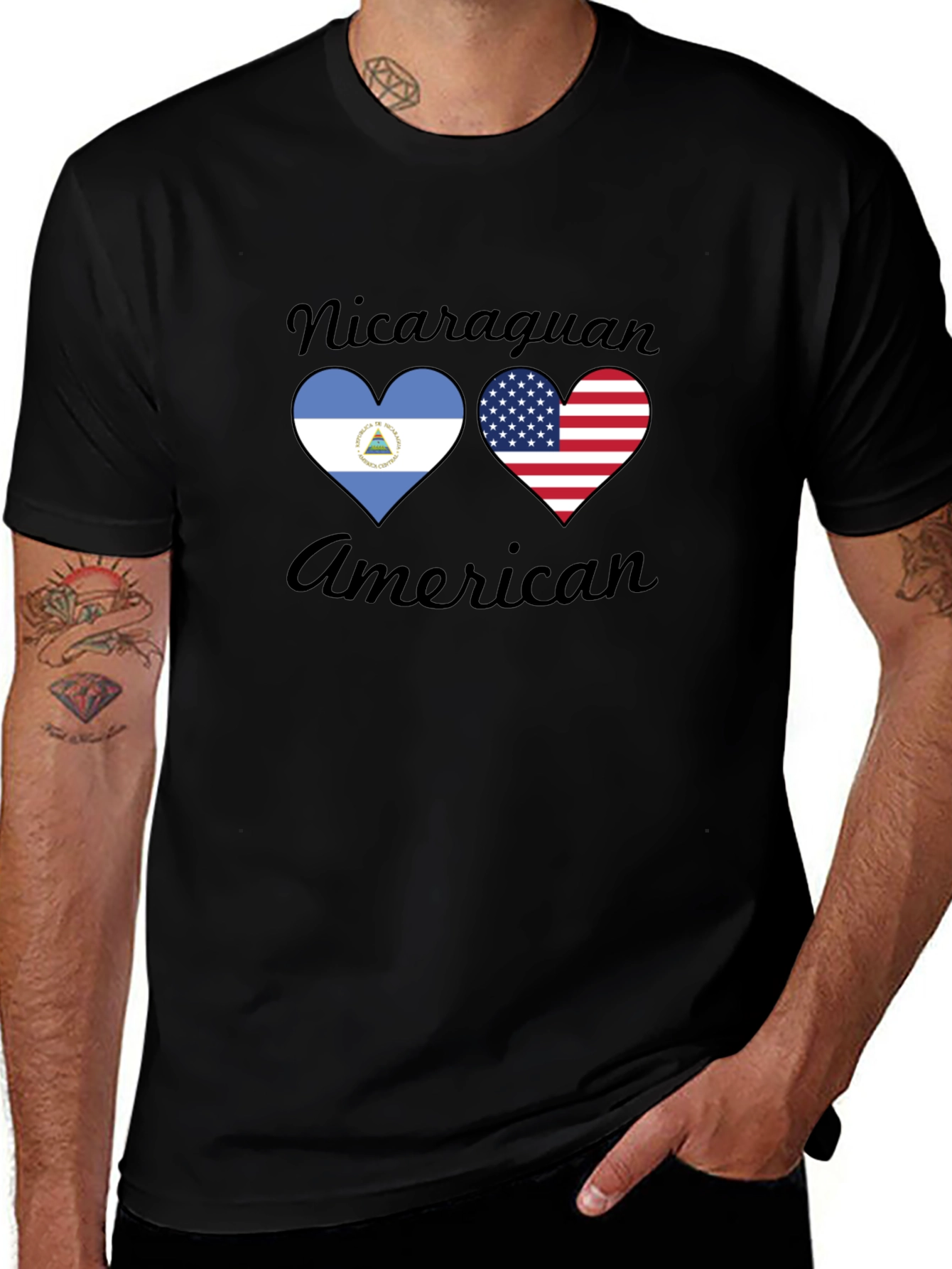 Nicaraguan American Flag Heart T-Shirt