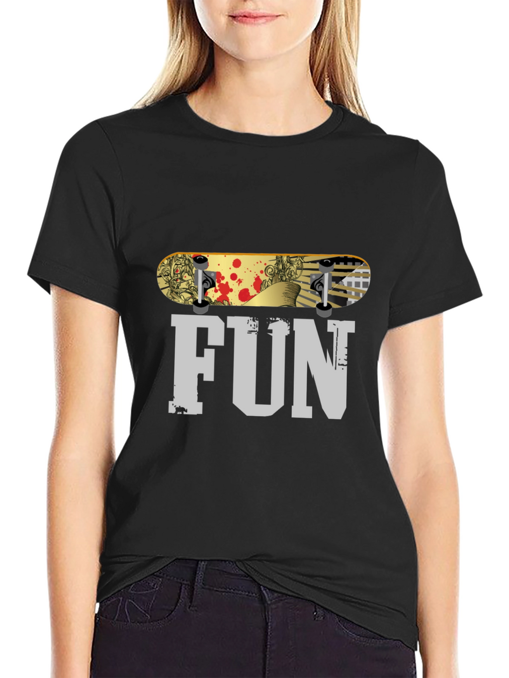 Fun Skateboard Graphic Black T-Shirt