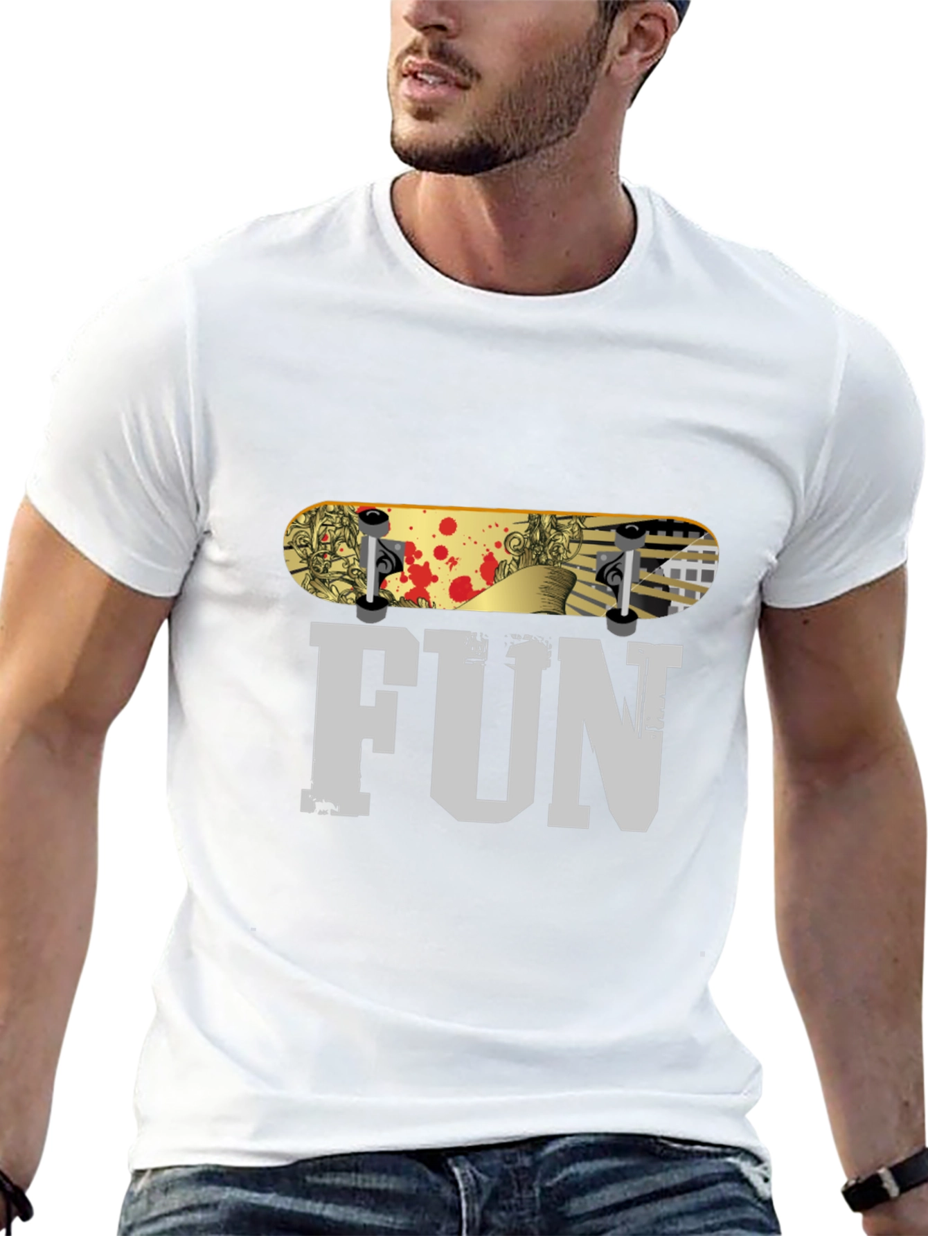 Fun Skateboard Graphic Black T-Shirt
