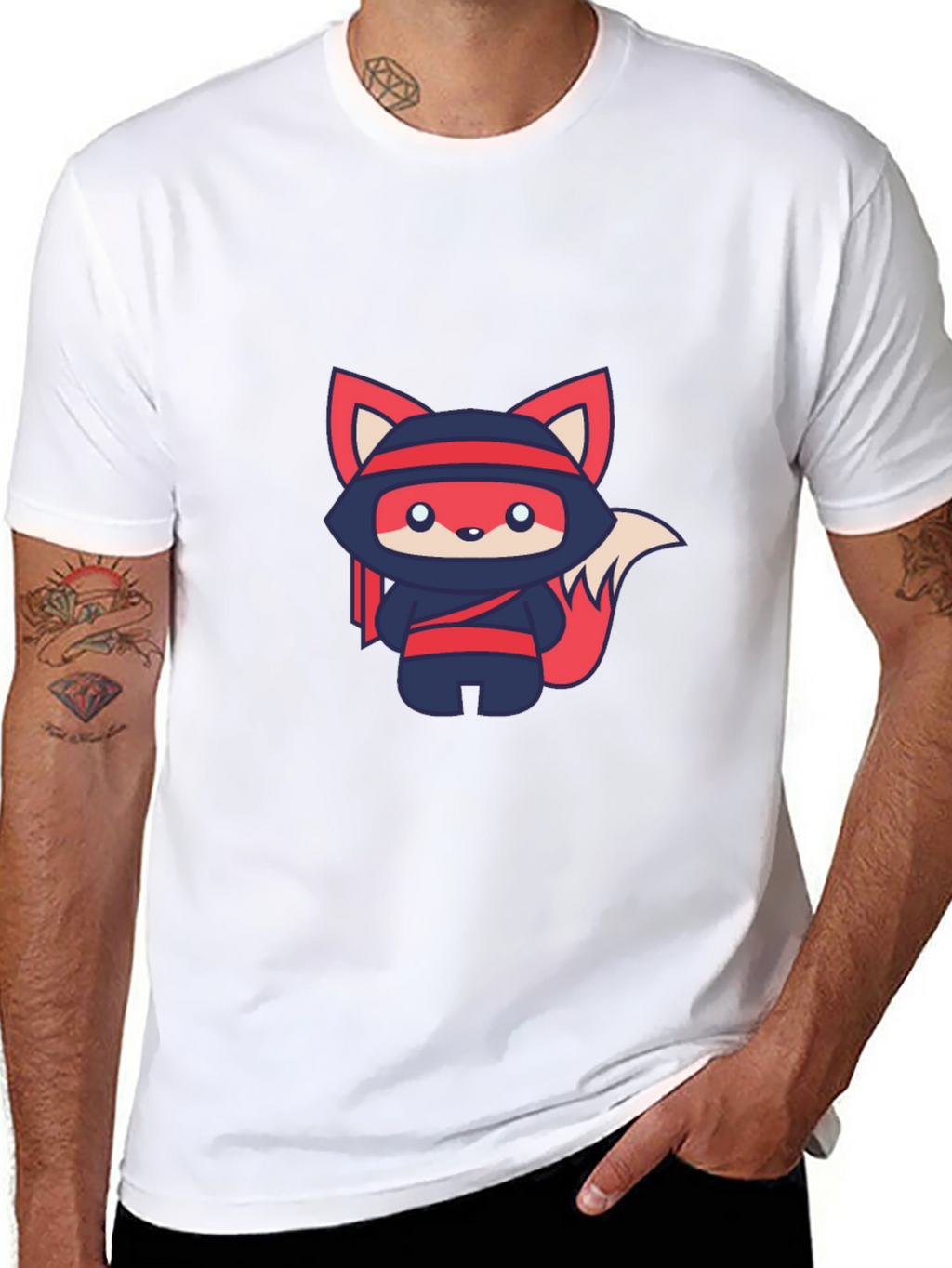 Ninja Fox Graphic Tee - Cute Anime Style T-Shirt