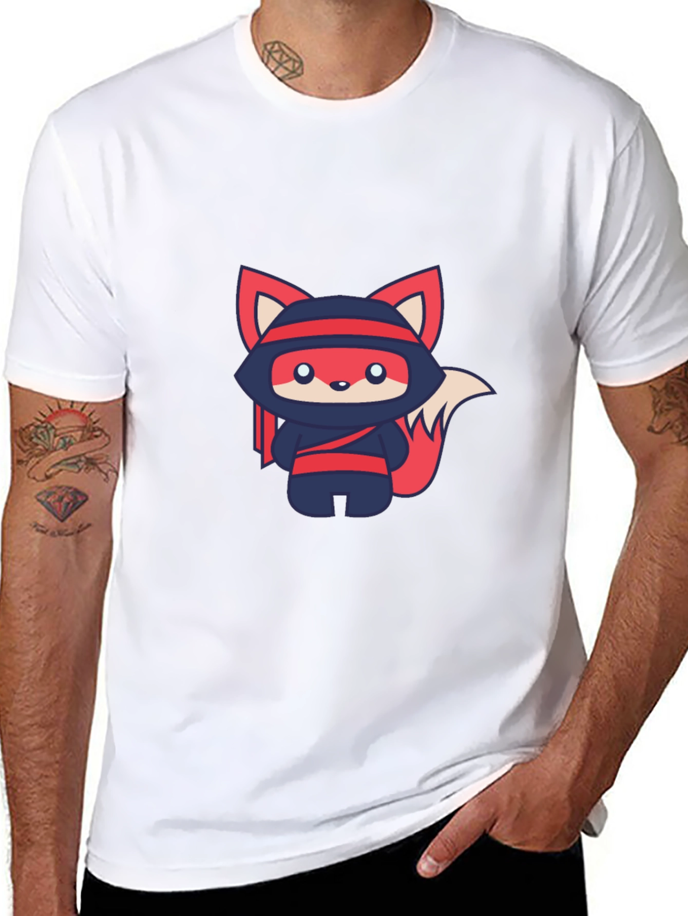 Ninja Fox Graphic Tee - Cute Anime Style T-Shirt