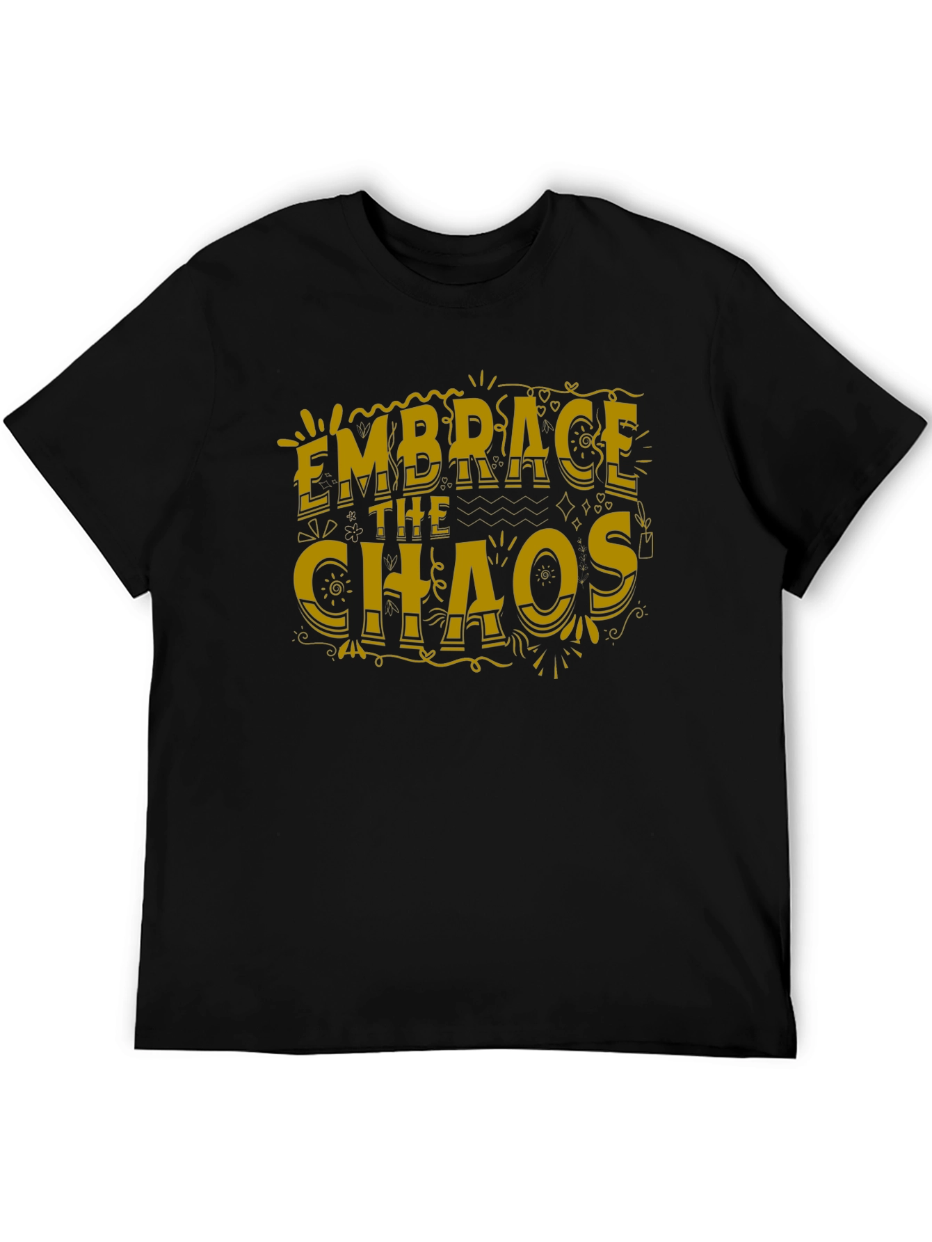 Embrace The Chaos Graphic Tee - Trendy Black T-Shirt