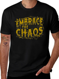 Embrace The Chaos Graphic Tee - Trendy Black T-Shirt