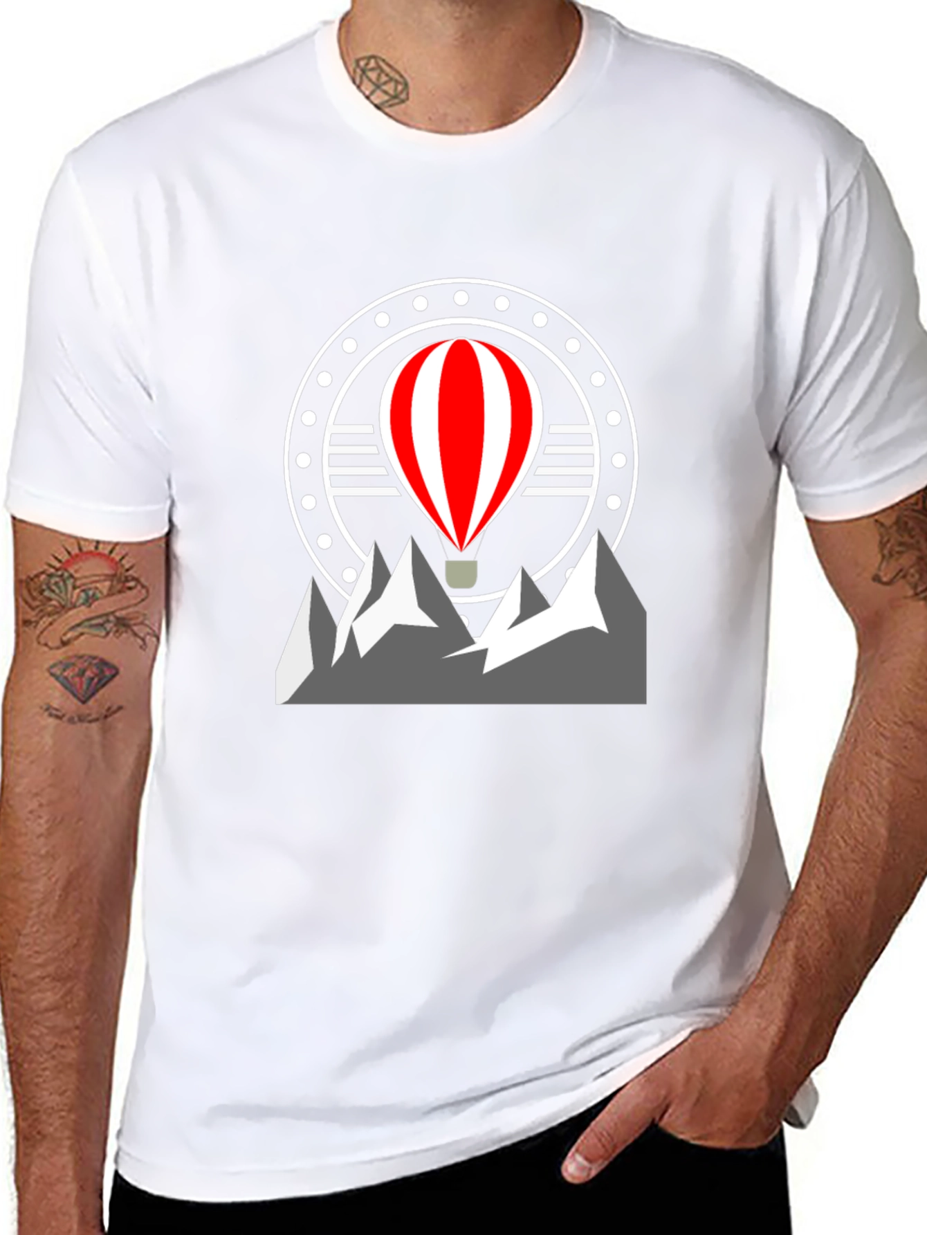 Adventure Awaits: Hot Air Balloon Mountain Graphic Tee