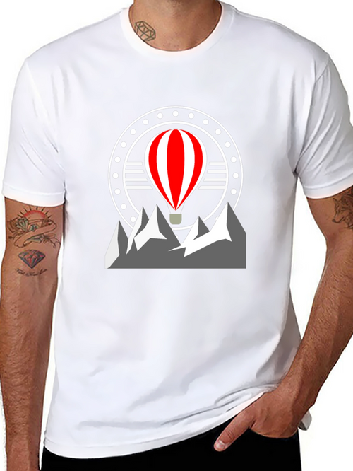 Adventure Awaits: Hot Air Balloon Mountain Graphic Tee